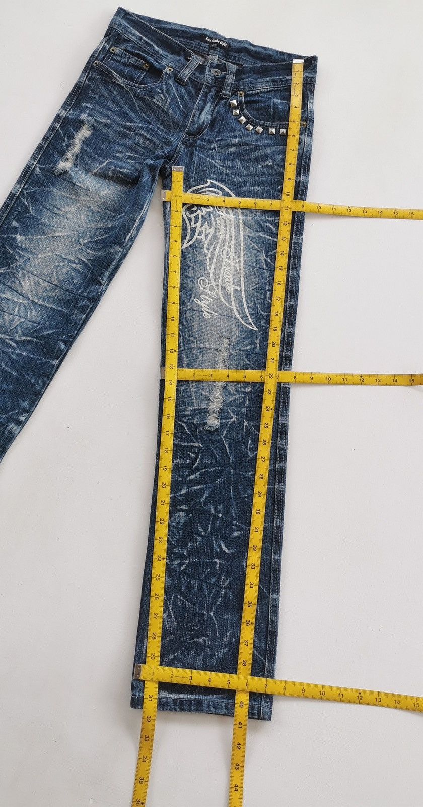 Tornado Mart Angel Wings Fare Trade Style Catclaw Denim Jeans Size US 28 / EU 44 - 10 Thumbnail