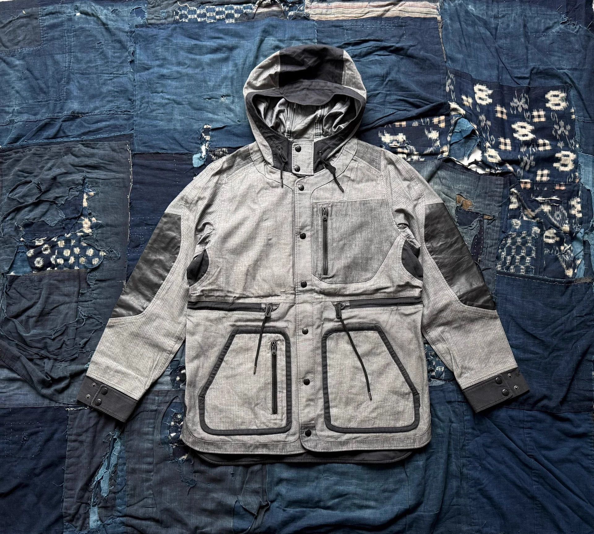 White Mountaineering Gray Hooded Jacket with Leather Accents Size L Size US L / EU 52-54 / 3 - 1 Thumbnail