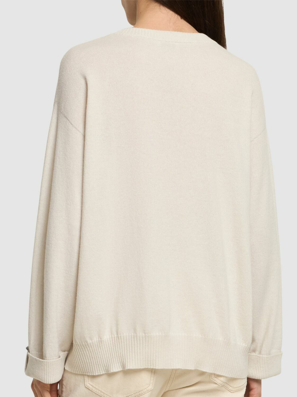 Brunello Cucinelli o1y0825 Crewneck Cashmere Blend Sweater in Off-White Size M / US 6-8 / IT 42-44 - 3 Thumbnail