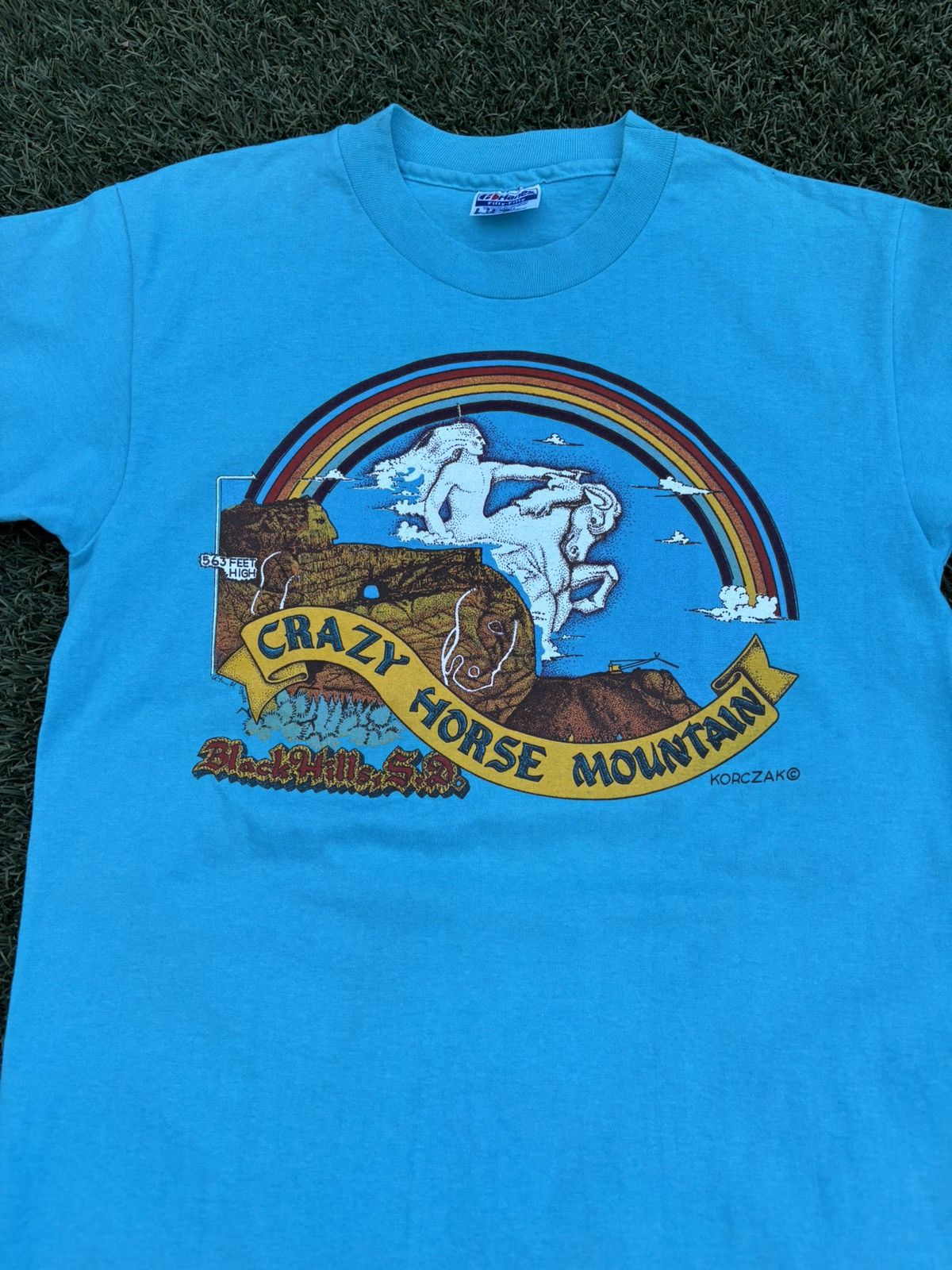 Hanes Vintage 80s Crazy Horse Mountain t shirt Size US M / EU 48-50 / 2 - 2 Thumbnail
