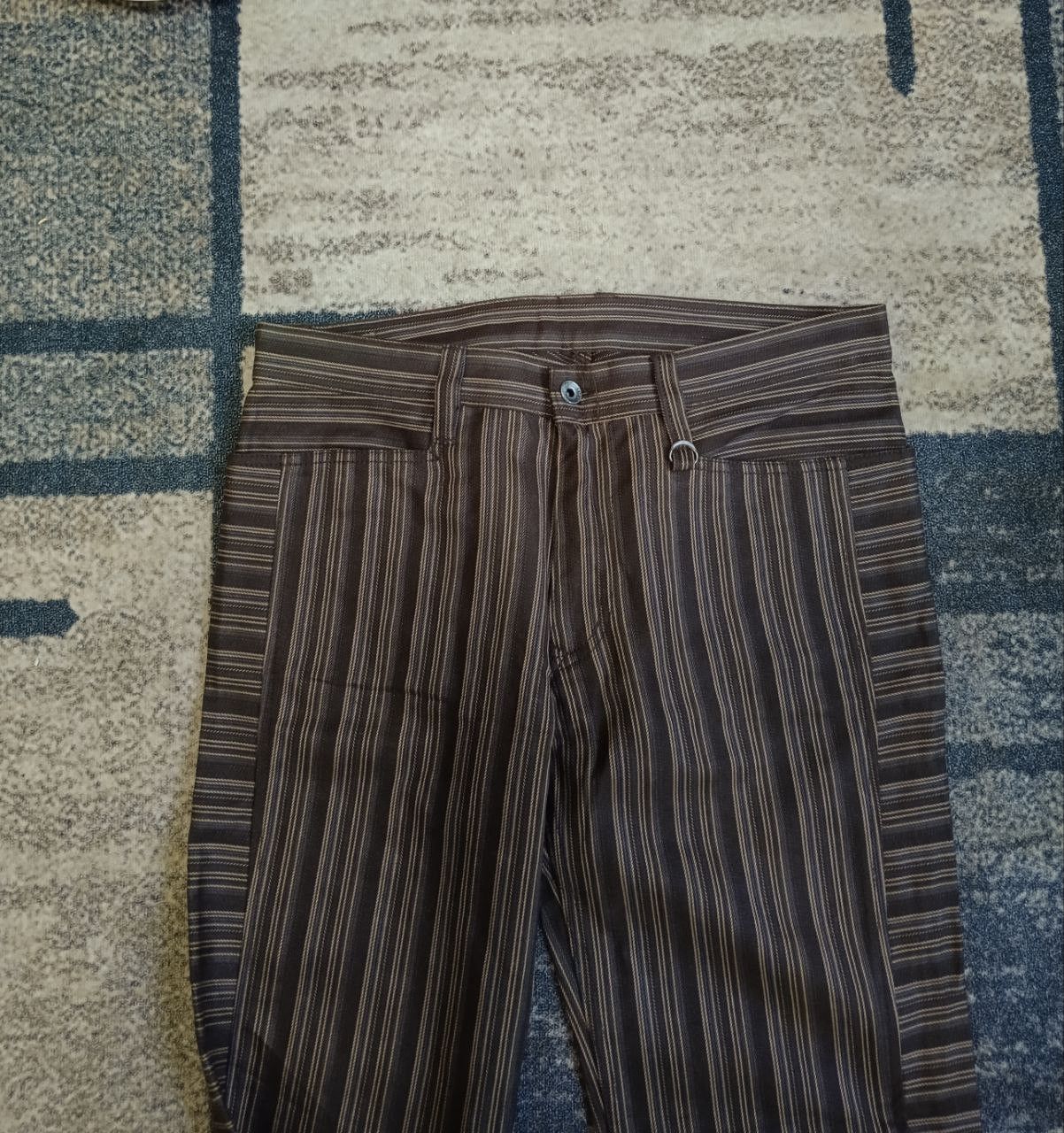 Nicole Club SiCK FLARE ZIPPER NICOLE STRIPE DENIM PANTS Size US 32 / EU 48 - 4 Thumbnail