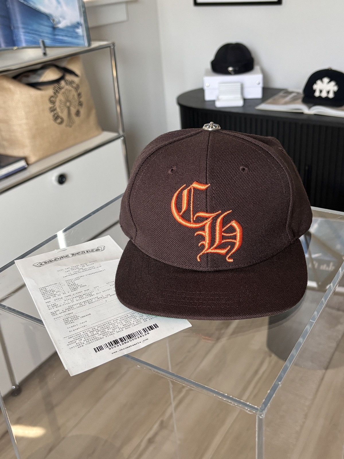 Chrome Hearts NEW | CHROME HEARTS | BROWN LOGO EMBROIDERED HAT CH Size ONE SIZE - 3 Thumbnail
