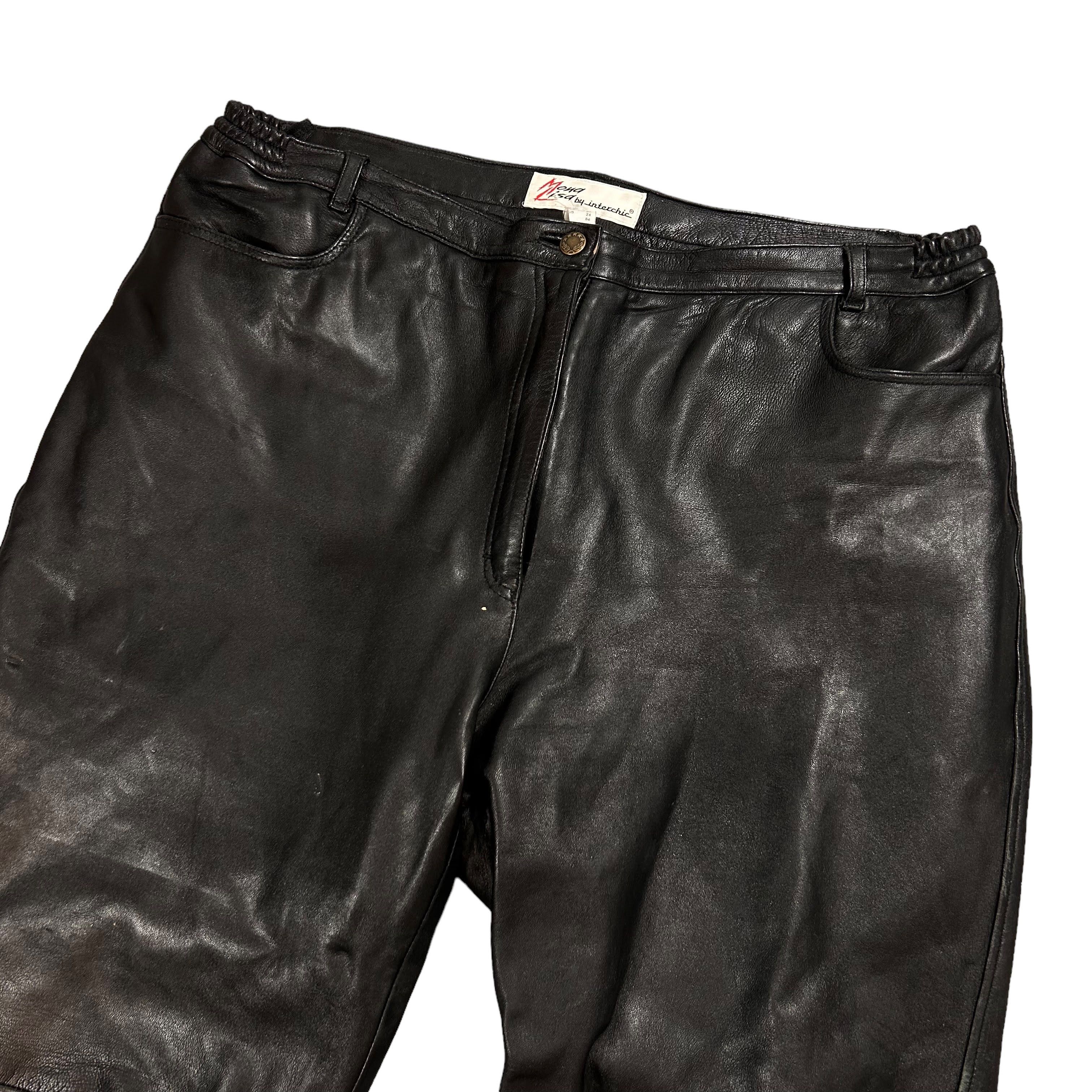 Leather × Vintage Vintage Black Baggy Loose Genuine Leather Pants Size W36 L30 Size US 36 / EU 52 - 3 Thumbnail