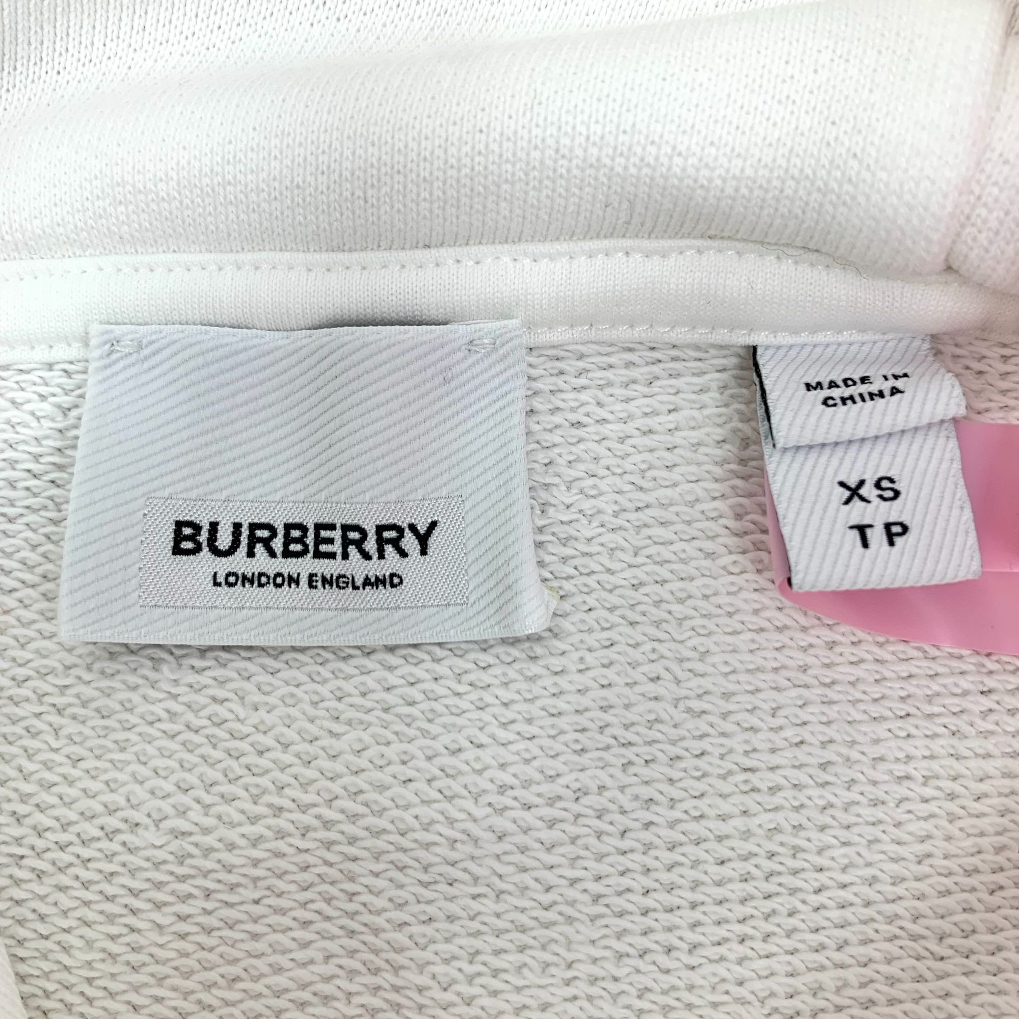 Burberry Burberry White Logo Print Hooded Cotton Sweatshirt XS Long S Size XS / US 0-2 / IT 36-38 - 2 Thumbnail