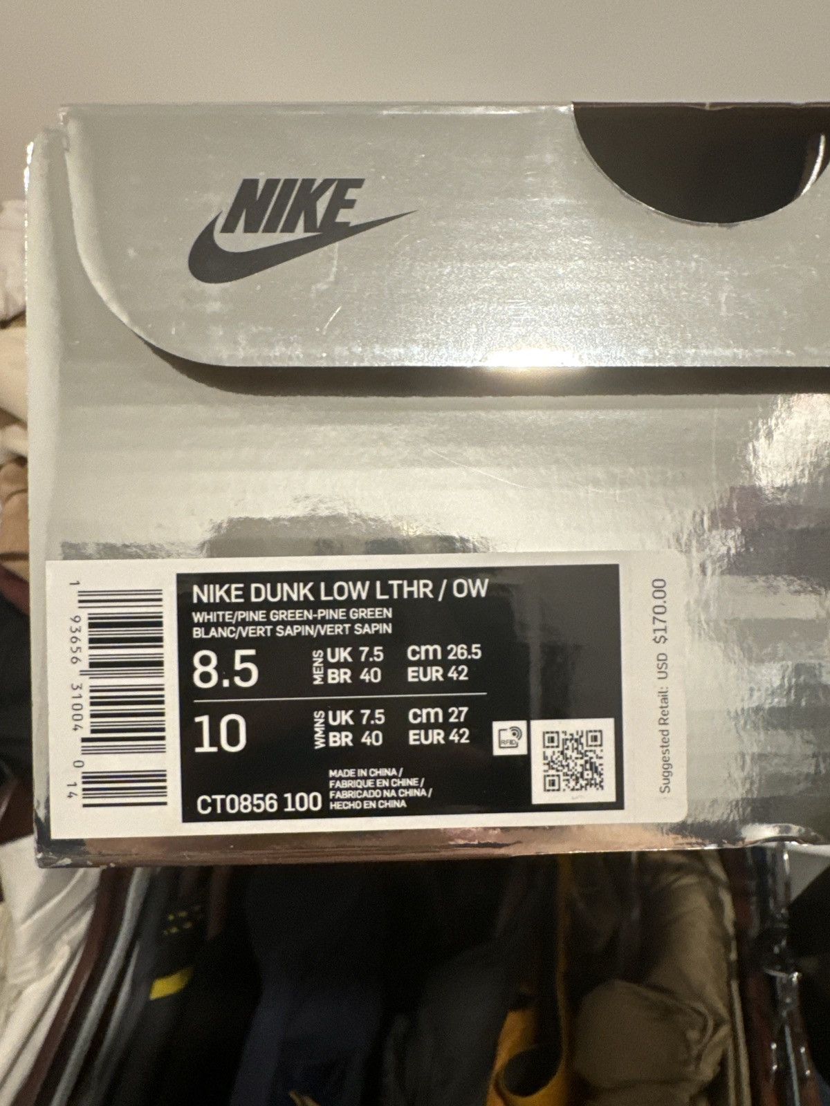 Nike × Off-White × Virgil Abloh Nike Dunk Low x Off-White Pine Green 2019 Size US 8.5 / EU 41-42 - 8 Thumbnail