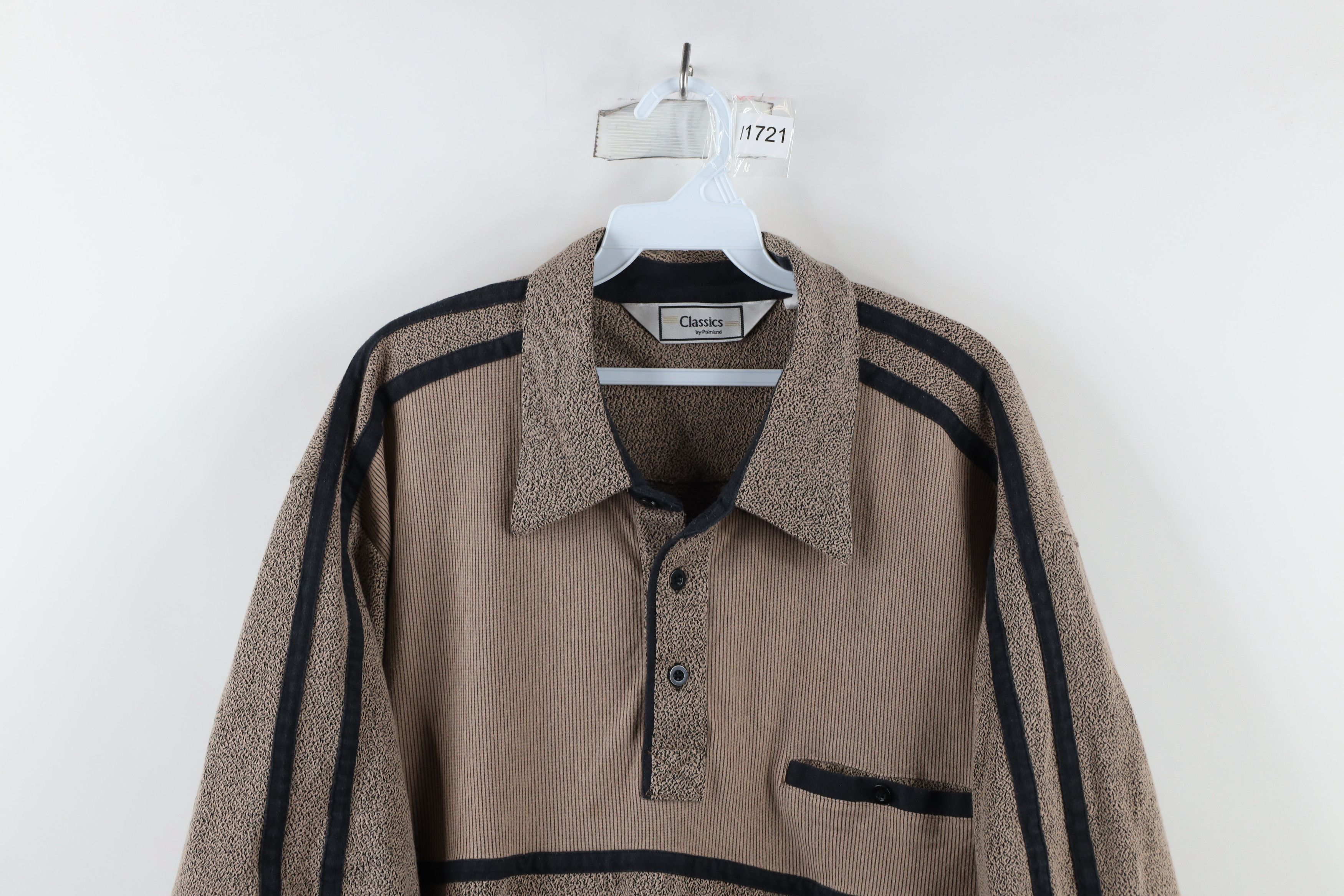 Vintage Vintage 90s Streetwear Collared Pullover Polo Shirt Beige Size US XXL / EU 58 / 5 - 2 Thumbnail