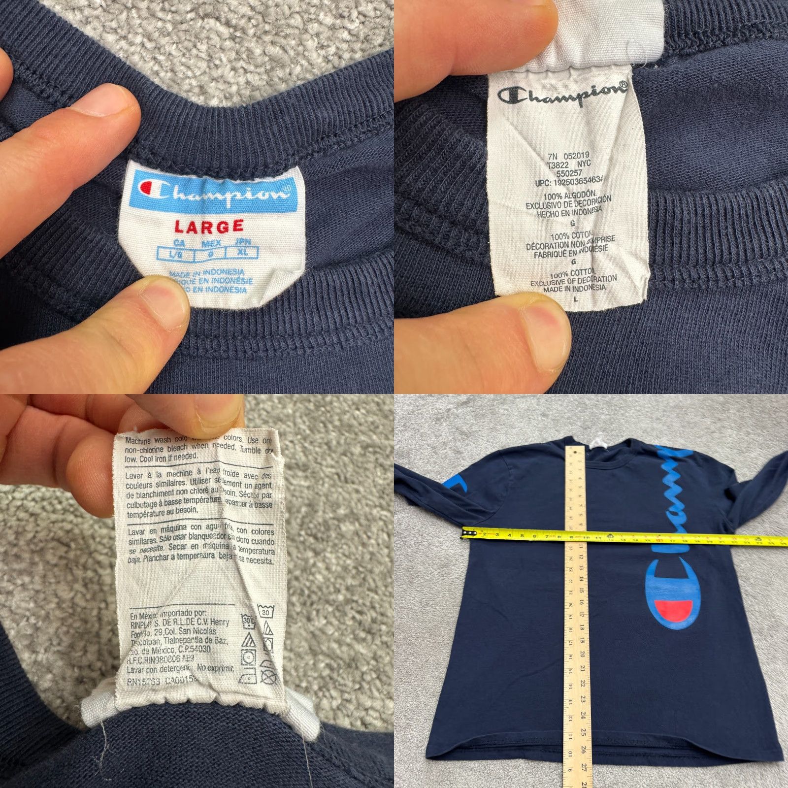 Champion Champion T-Shirt Shirt Mens L Blue Long Sleeve Crew Heavyweight Cotton Tee Size US L / EU 52-54 / 3 - 8 Thumbnail