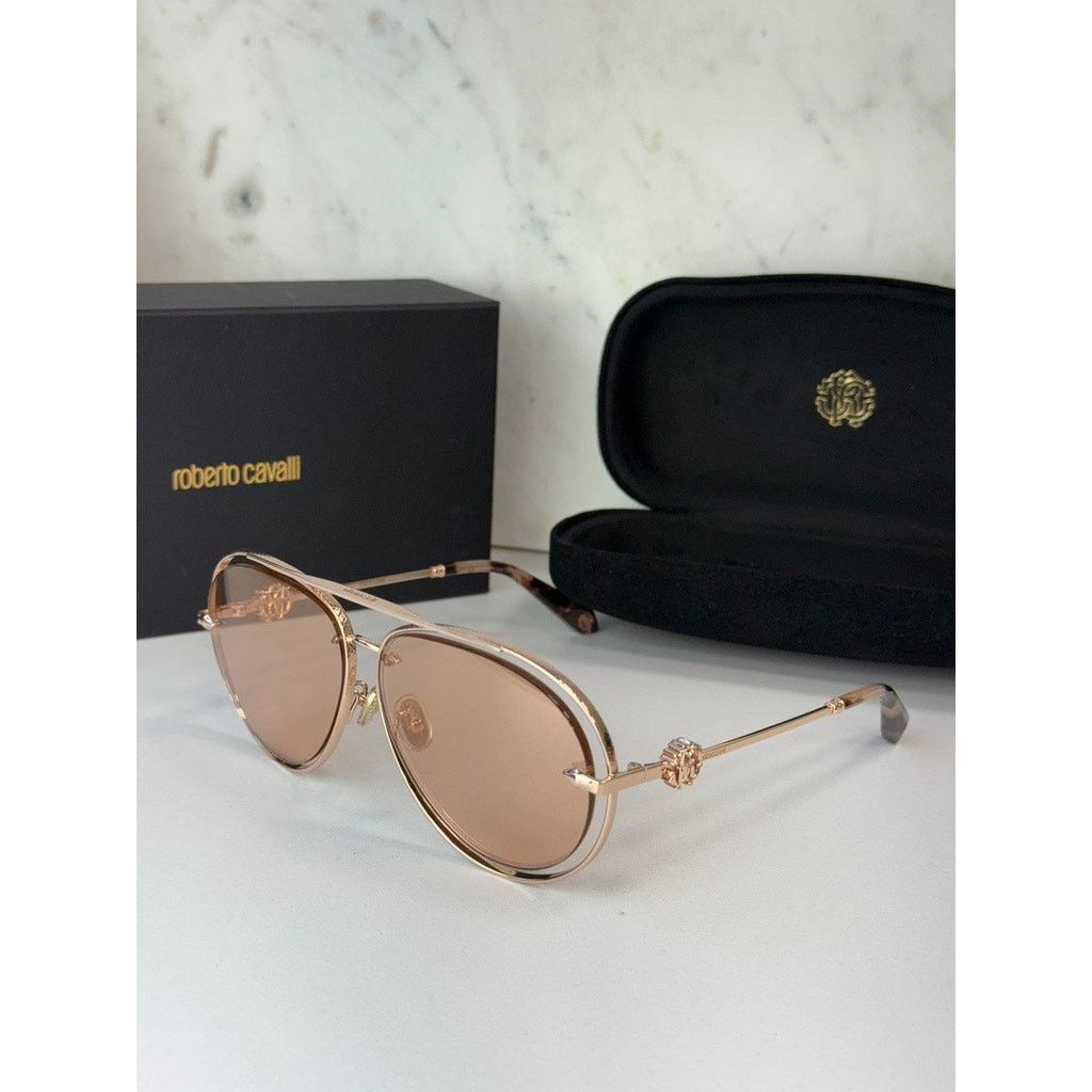 Roberto Cavalli NEW Roberto Cavalli SRC032M Gold Aviator Sunglasses $800 Size ONE SIZE - 3 Thumbnail