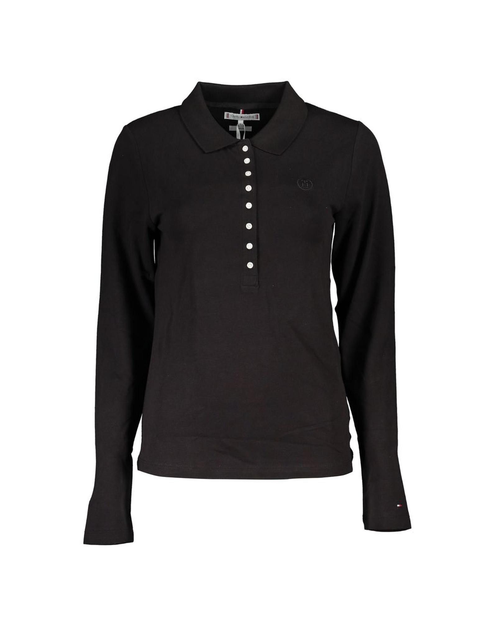 image of Tommy Hilfiger Embroidered Long Sleeve Polo Shirt in Black, Men's (Size Small)