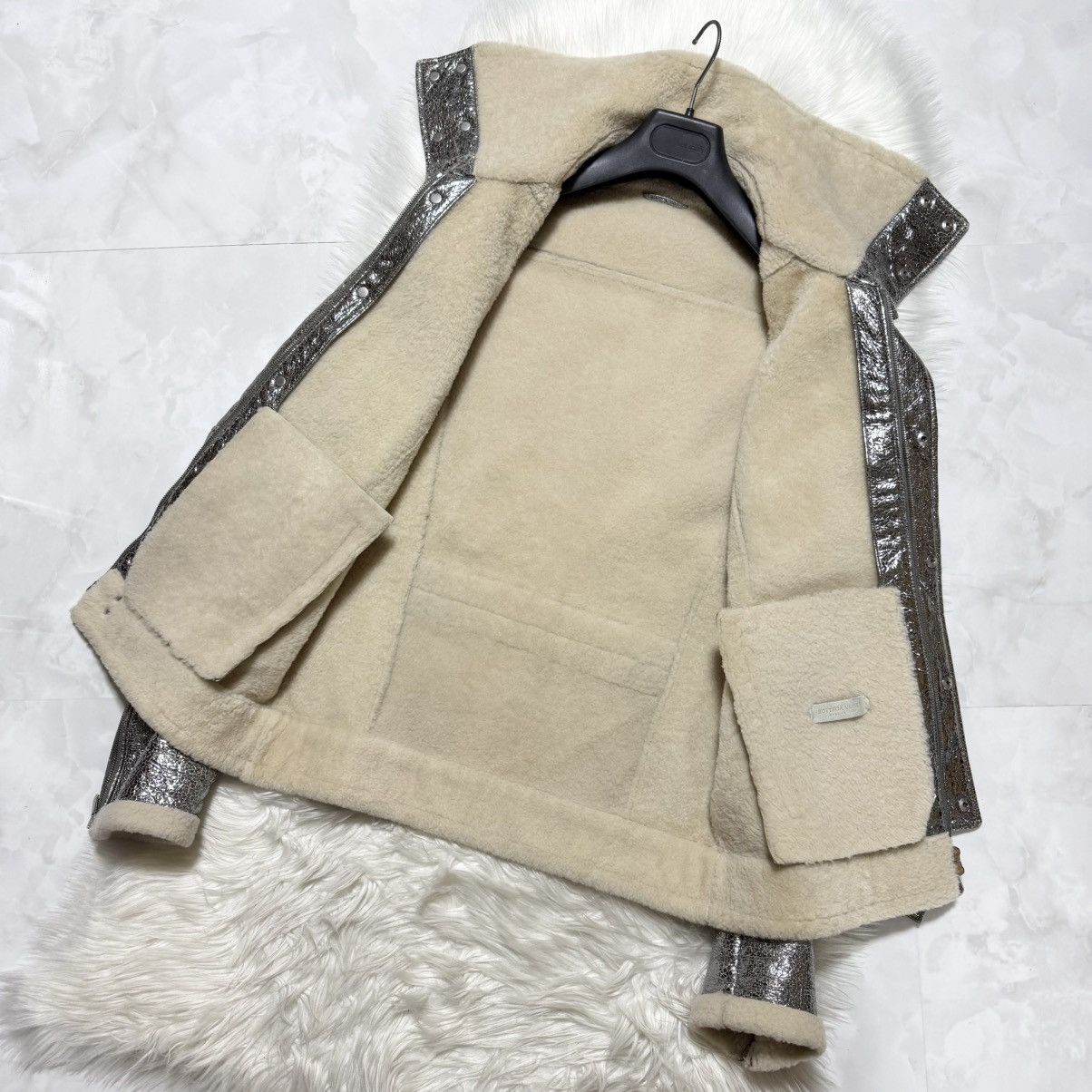 Bottega Veneta RARE Bottega Veneta Shearling Metallic Leather Biker Jacket Size US M / EU 48-50 / 2 - 9 Thumbnail