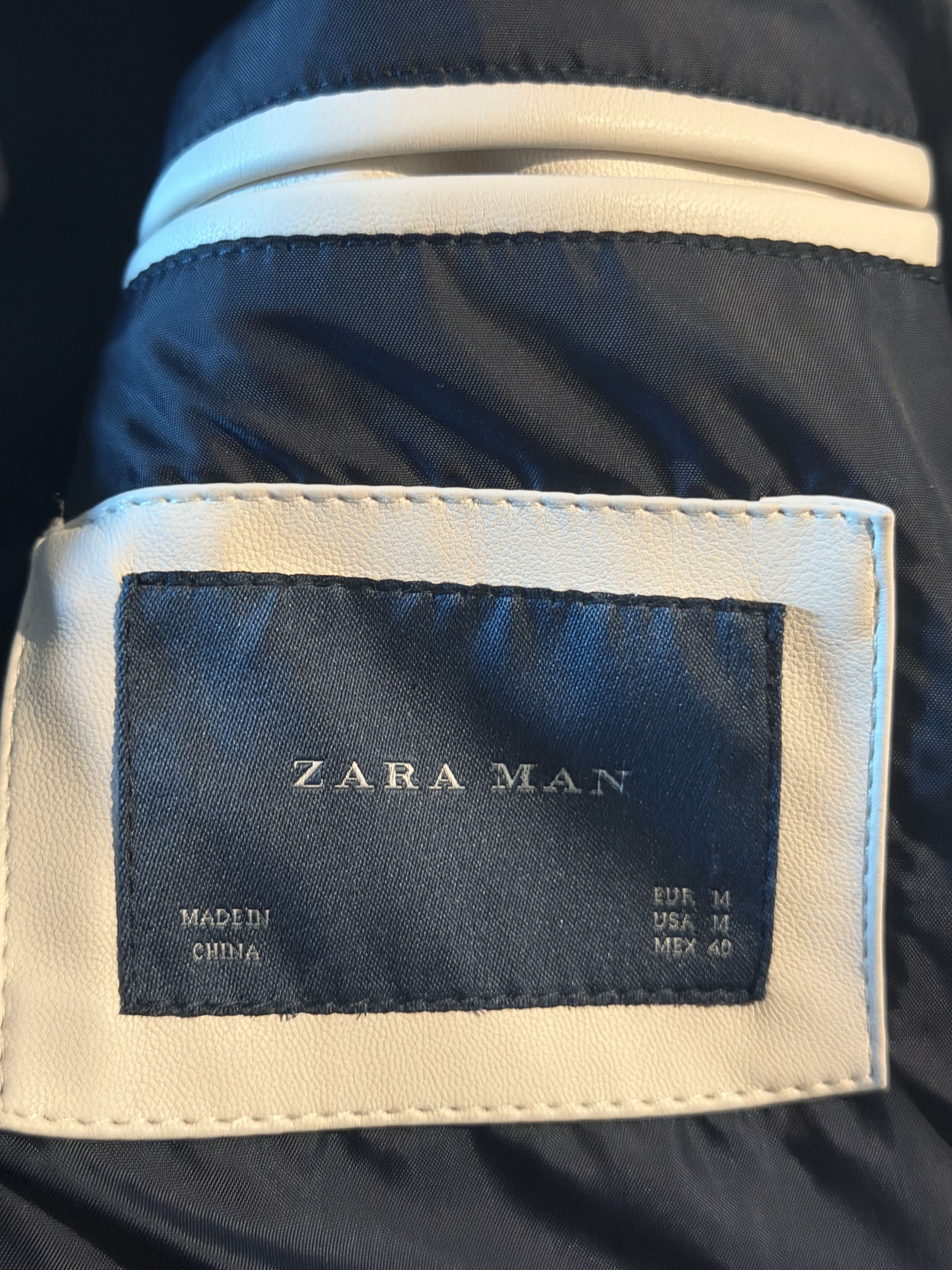 Zara Leather Biker Jacket (Cream) Size US M / EU 48-50 / 2 - 4 Thumbnail