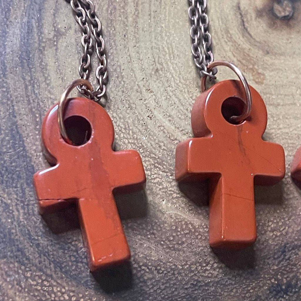 Other Red jasper ankh carving key of life necklace pendant eternal life Egyptian pink black Size ONE SIZE - 6 Thumbnail