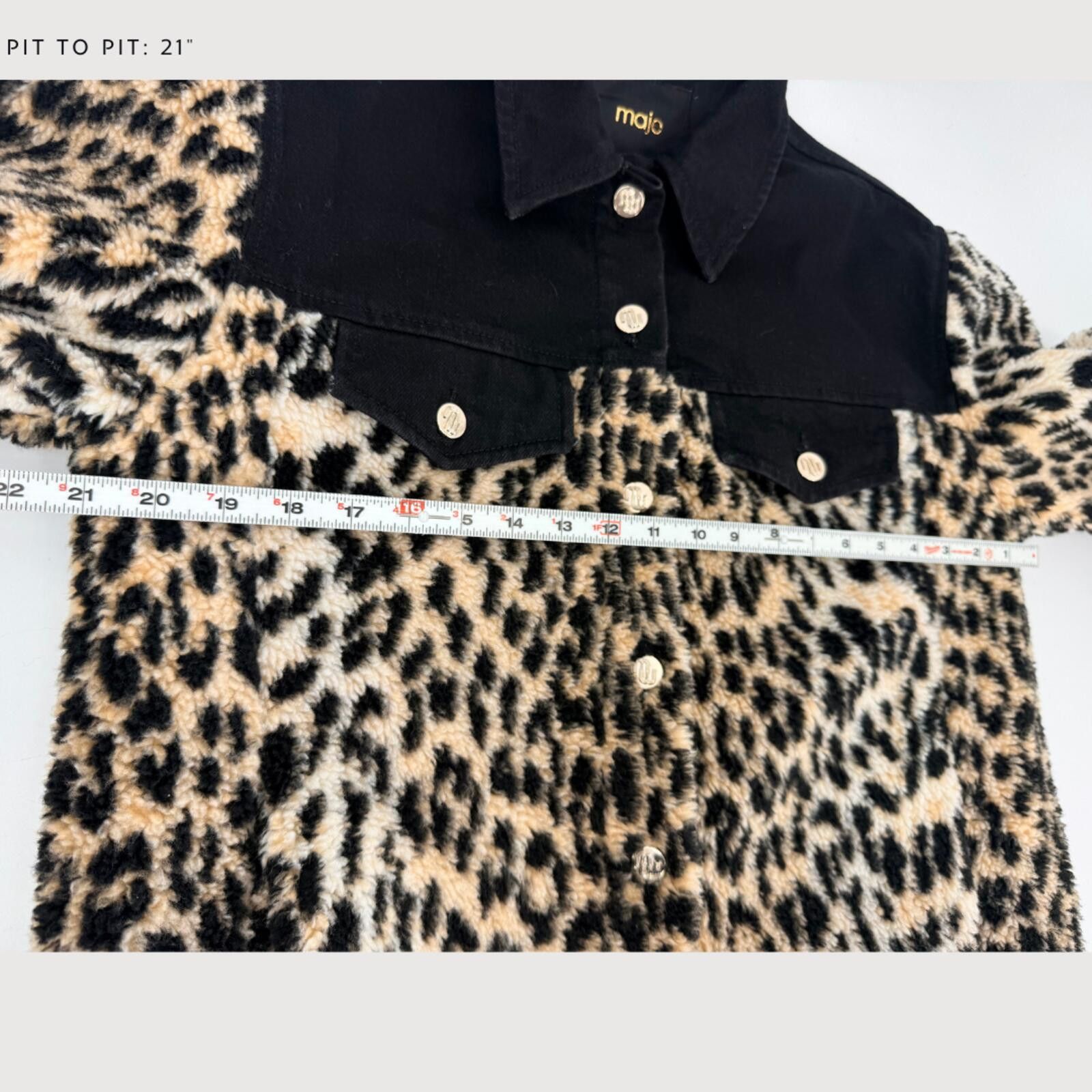 Majestic Maje Leopard Sherpa Denim Jacket Quilted Brown Black 1 Size S / US 4 / IT 40 - 7 Thumbnail
