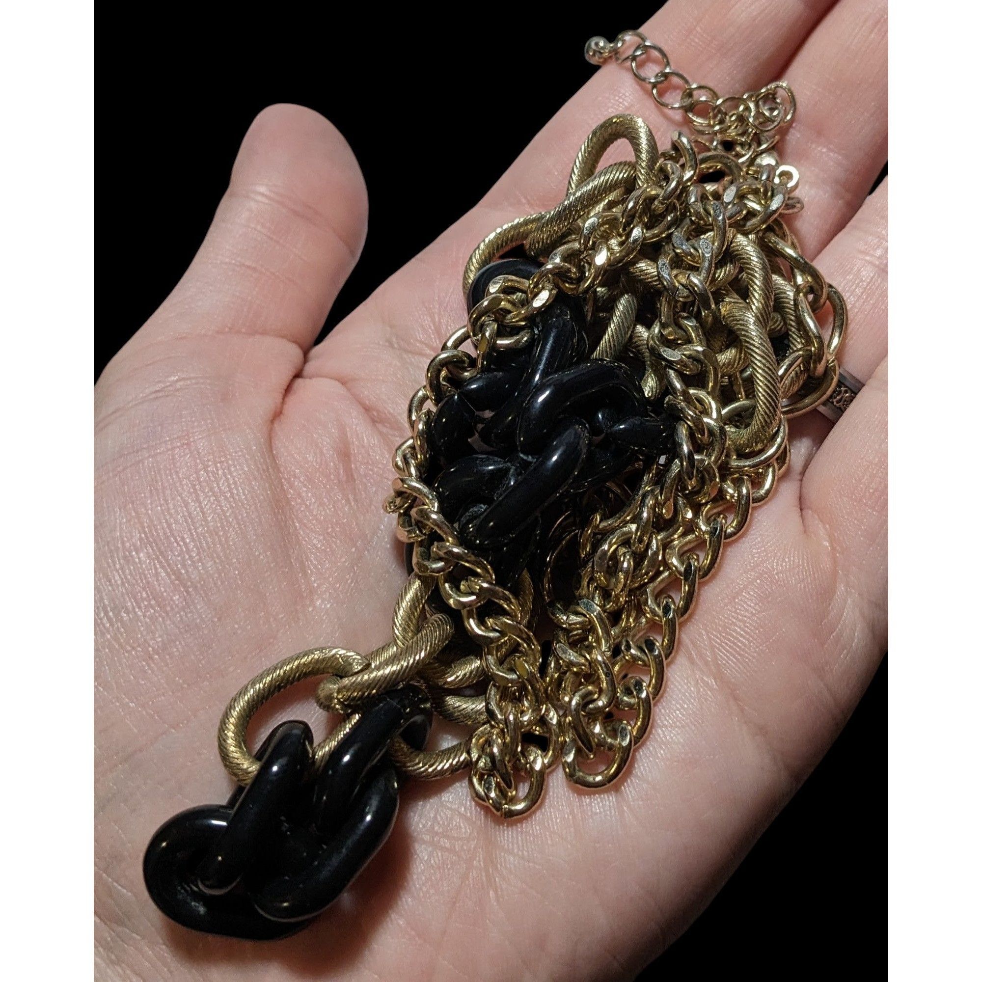 Other 80s Glam Black and Gold Chunky Multilayer Chain Necklace Size ONE SIZE - 4 Thumbnail