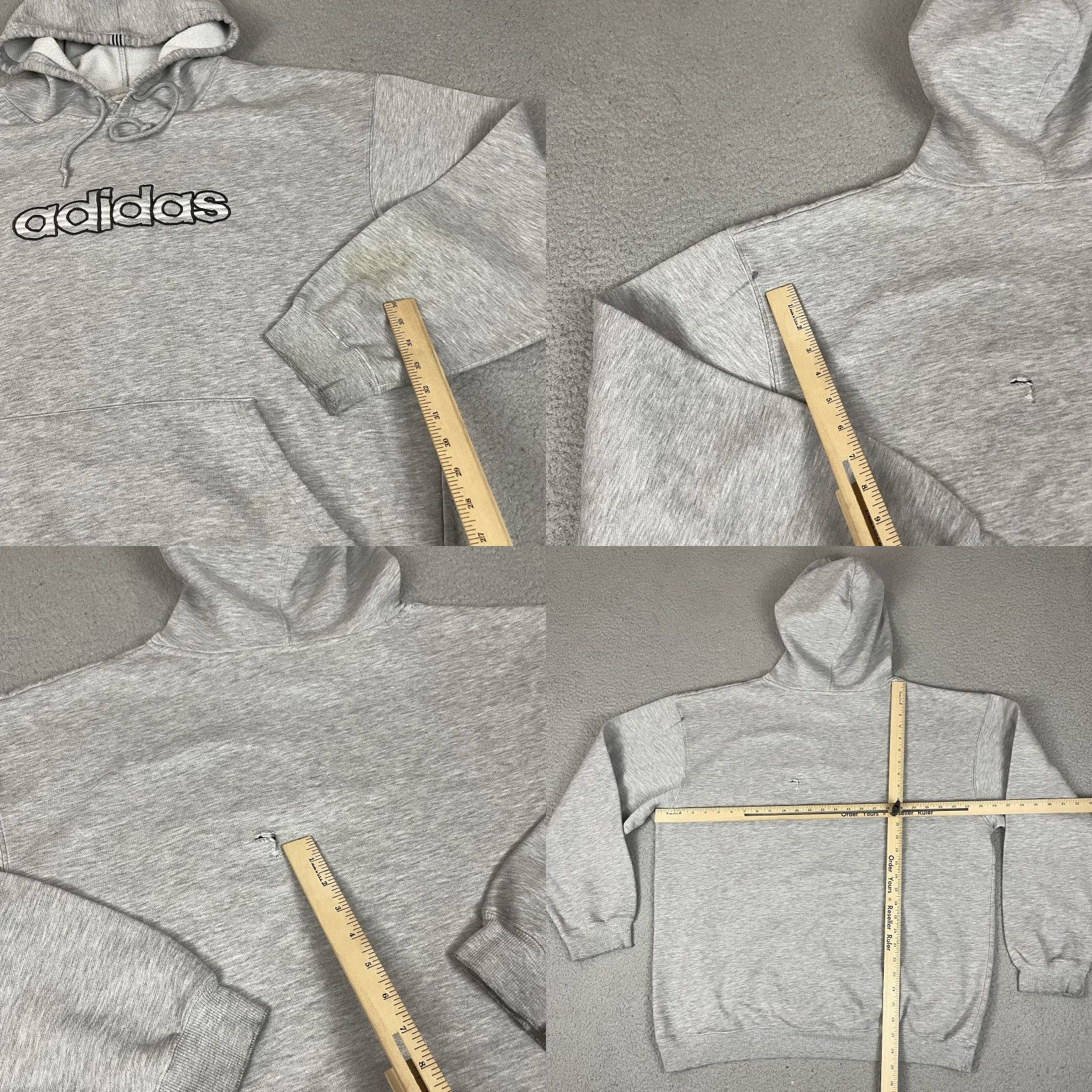 Adidas Vintage Adidas Sweatshirt Mens L Gray Hoodie Pullover Crew Neck Long Sleeve Fleece Logo Pockets Distressed Size US L / EU 52-54 / 3 - 8 Thumbnail