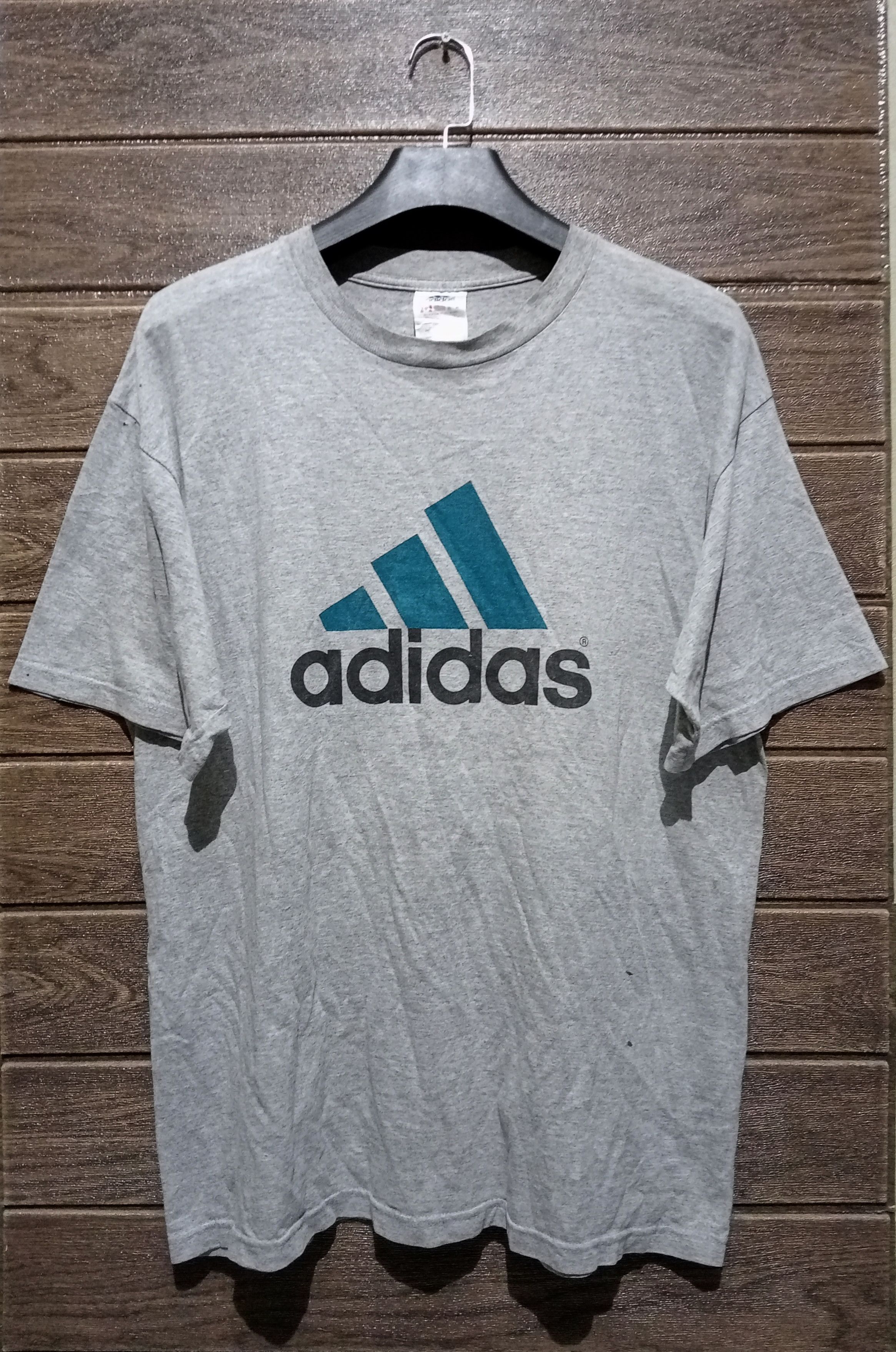 Adidas Vintage '90s Adidas Equipment Big Logo Tee Made in USA Rare Size US L / EU 52-54 / 3 - 1 Thumbnail
