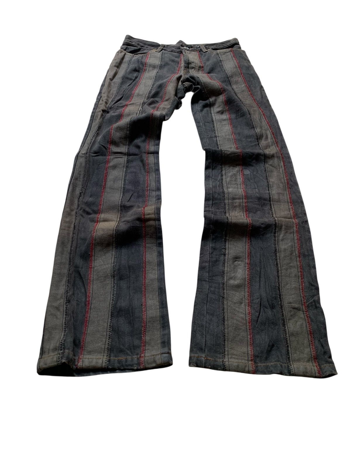 If Six Was Nine Vintage morgan de toi homme stripe stitched flare denim pant Size US 30 / EU 46 - 1 Thumbnail
