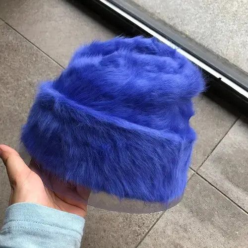 Japanese Brand Fluffy Knitted Rabbit Fur Beanie Size ONE SIZE - 1 Thumbnail