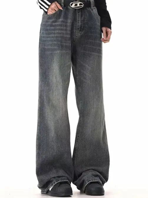 Japanese Brand VIBE Men's trendy washed distressed flared jeans Size US 32 / EU 48 - 3 Thumbnail