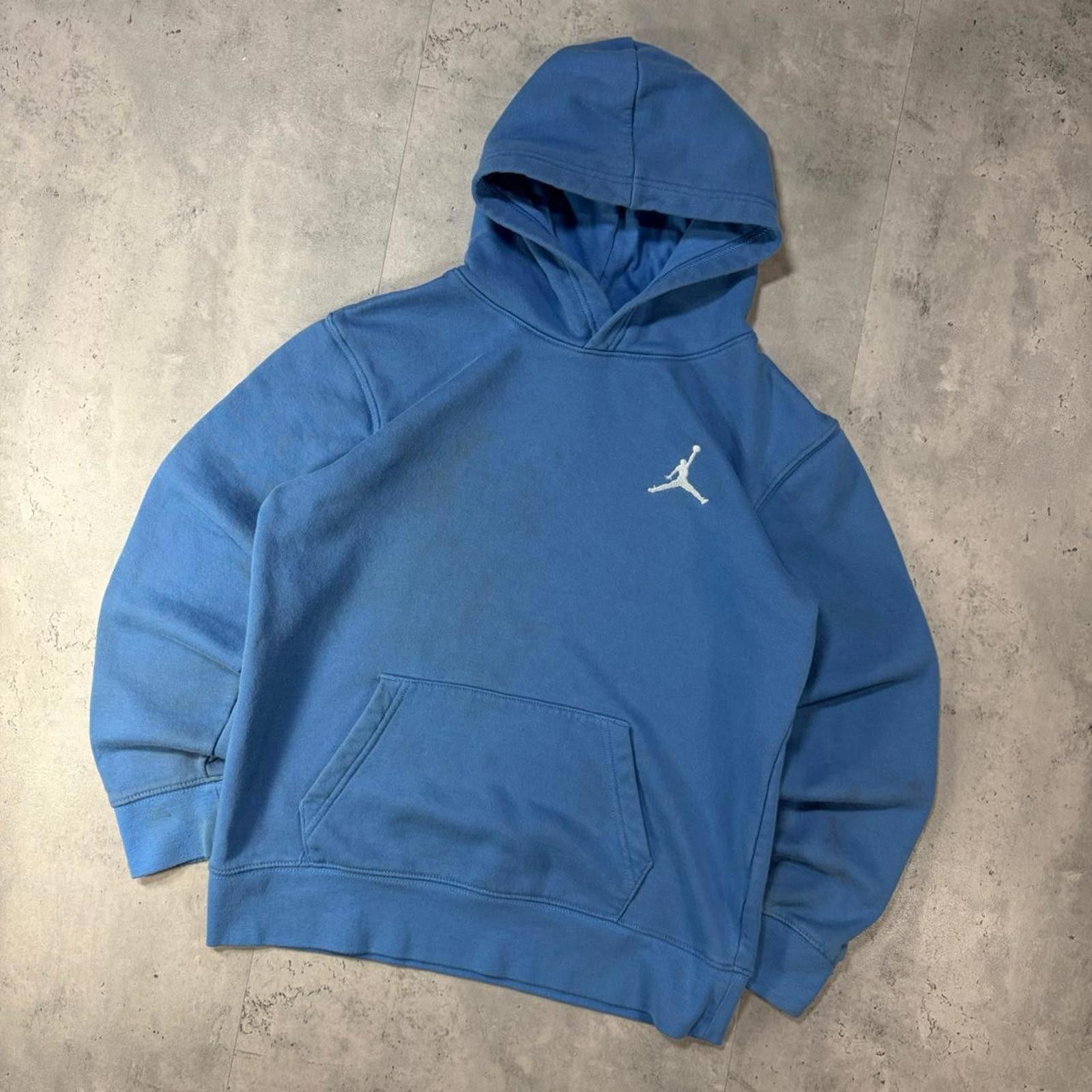 Jordan Brand Y2K Light Blue Jordan Faded Distressed Boxy Hoodie Size XS / US 0-2 / IT 36-38 - 2 Thumbnail
