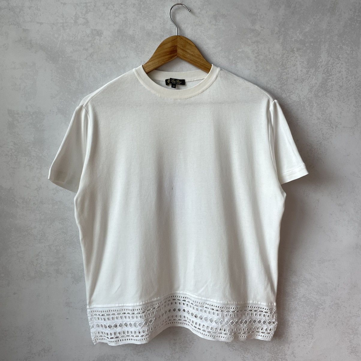Loro Piana Loro Piana Lace Detail Silk Collar T-Shirt Size L / US 10 / IT 46 - 1 Thumbnail