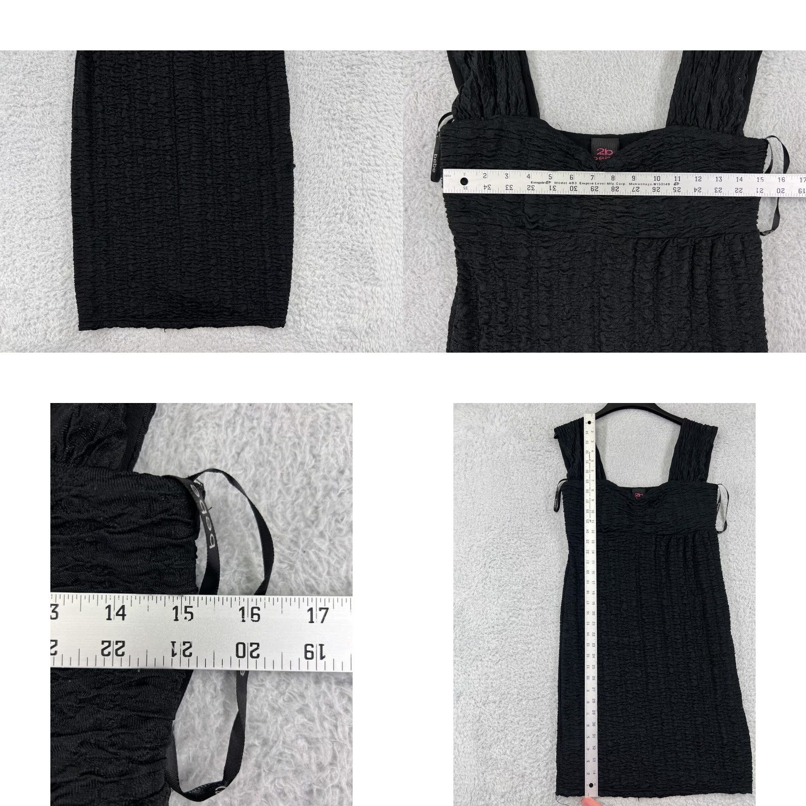 Bebe 2b bebe Dress Womens Medium Black Sheeth Ruffle Wide Strap Polyester Rayon Lined Size M / US 6-8 / IT 42-44 - 8 Thumbnail