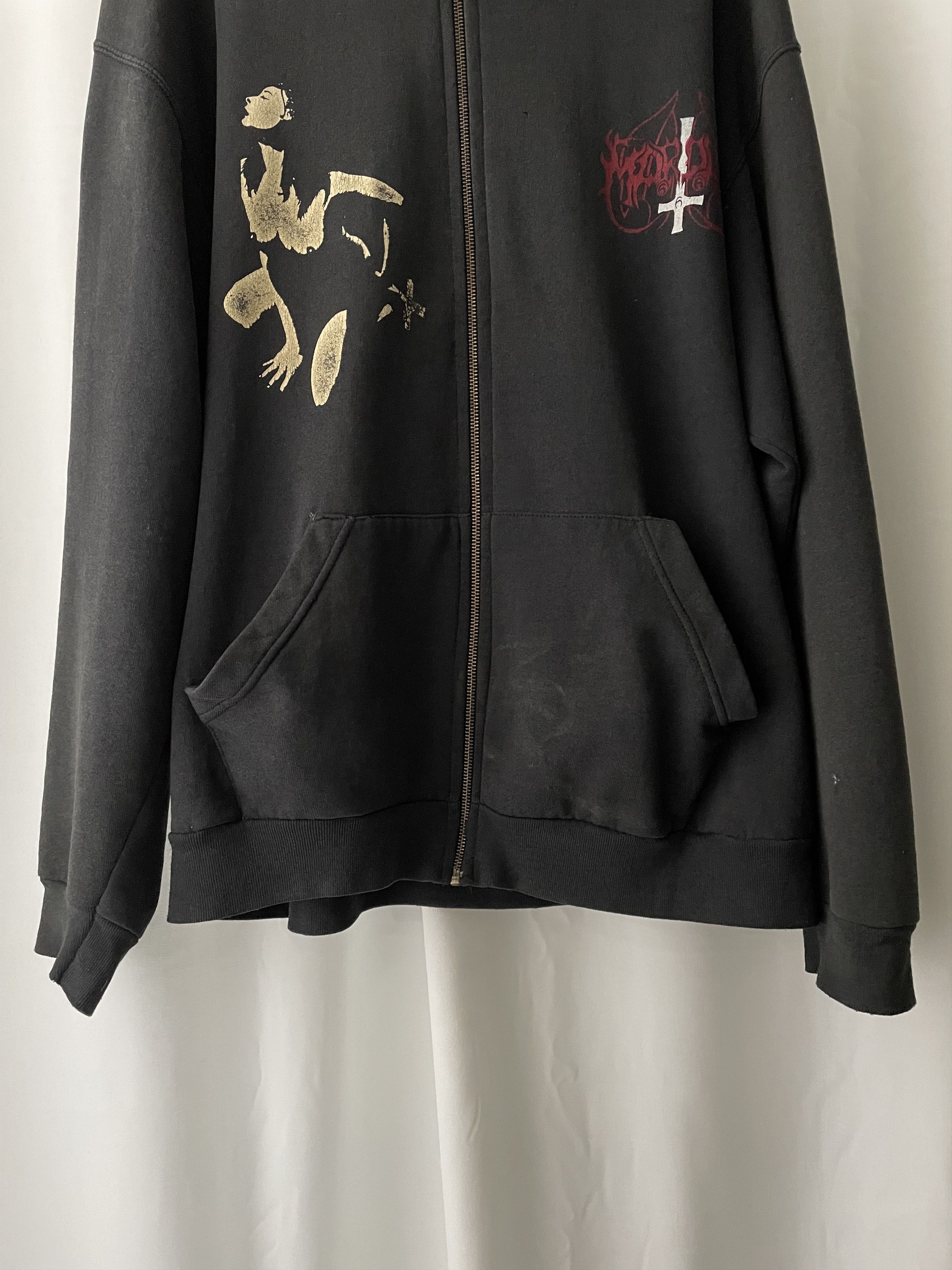 Vintage Vintage 90s Marduk "fuck me jesus" Zip up Hoodie Size US XXL / EU 58 / 5 - 4 Thumbnail