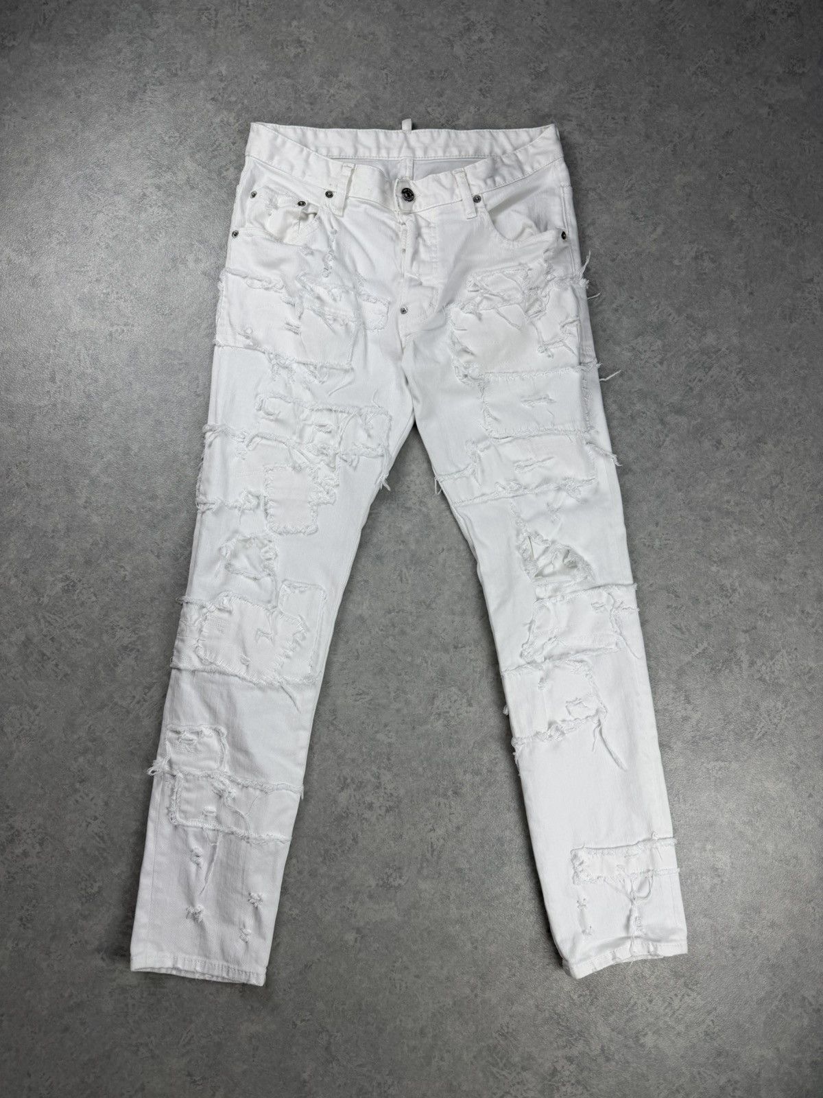 Dsquared2 Dsquared2 Skater Jeans White Distressed Patchwork Size 46 Size US 29 - 1 Thumbnail