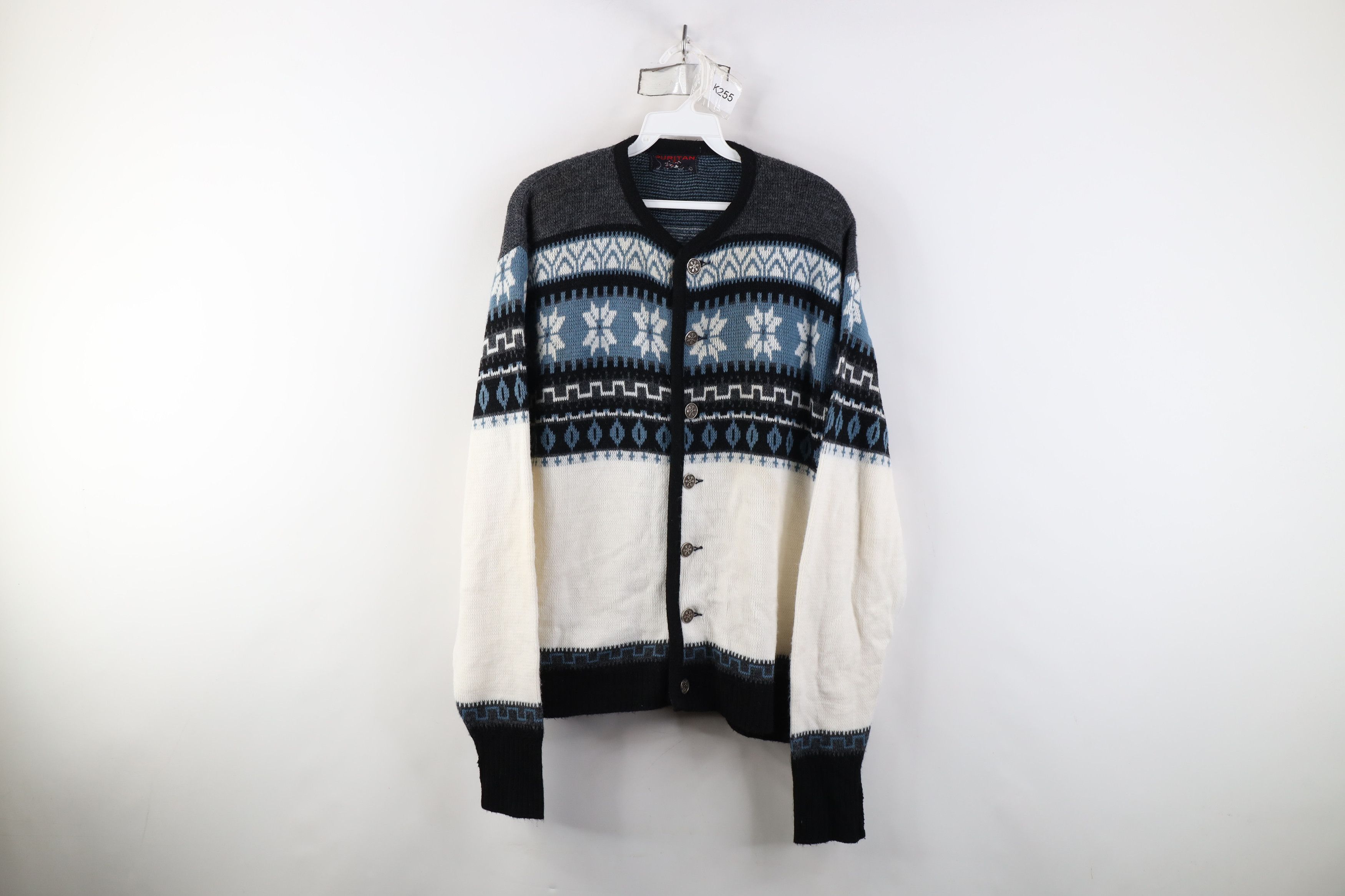 Vintage Vintage 60s 70s Streetwear Snowflake Fair Isle Sweater Size US XL / EU 56 / 4 - 1 Thumbnail