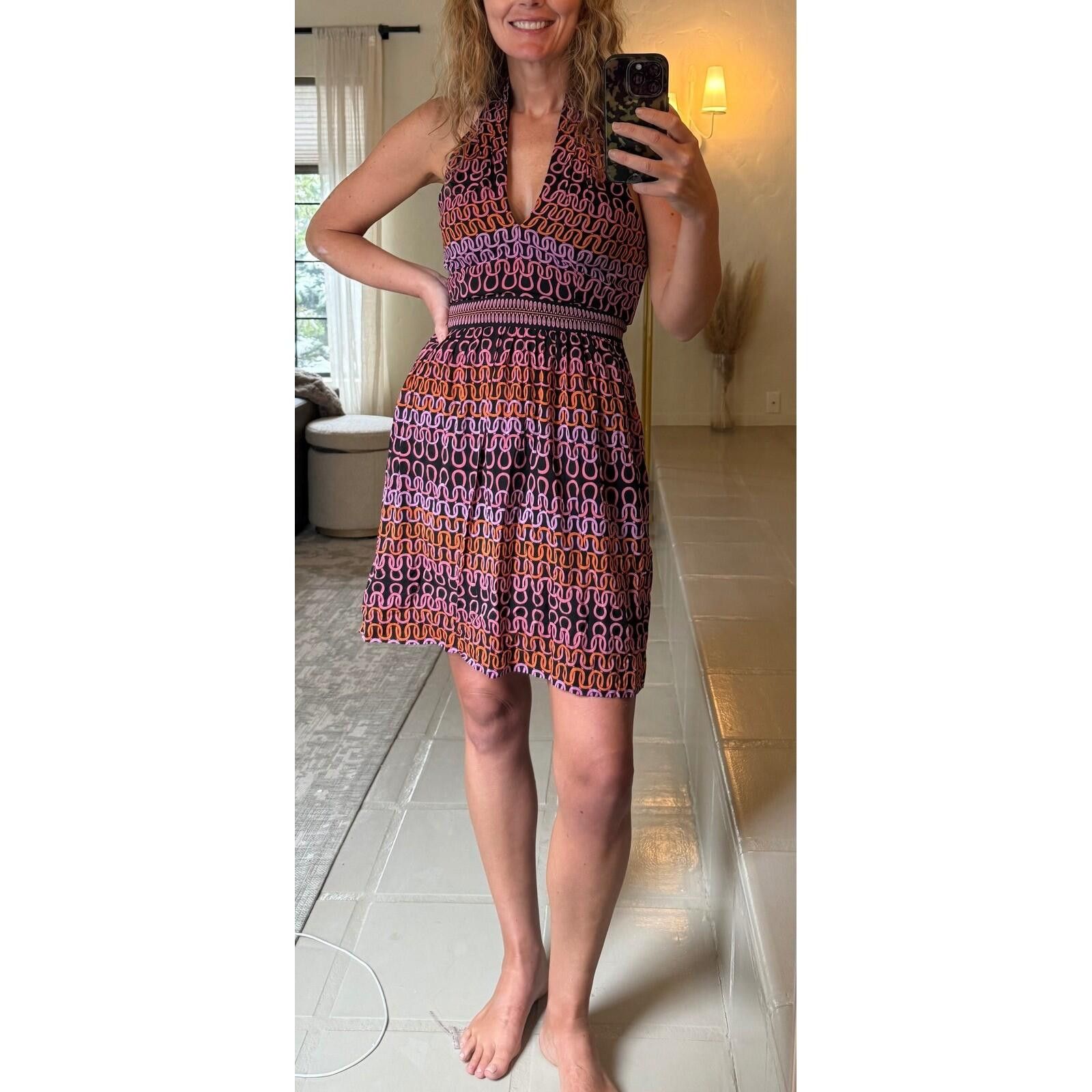 Trina Turk Trina Turk Pink Chain Link Halter Mini Dress 4 V-Neck Size S / US 4 / IT 40 - 1 Thumbnail