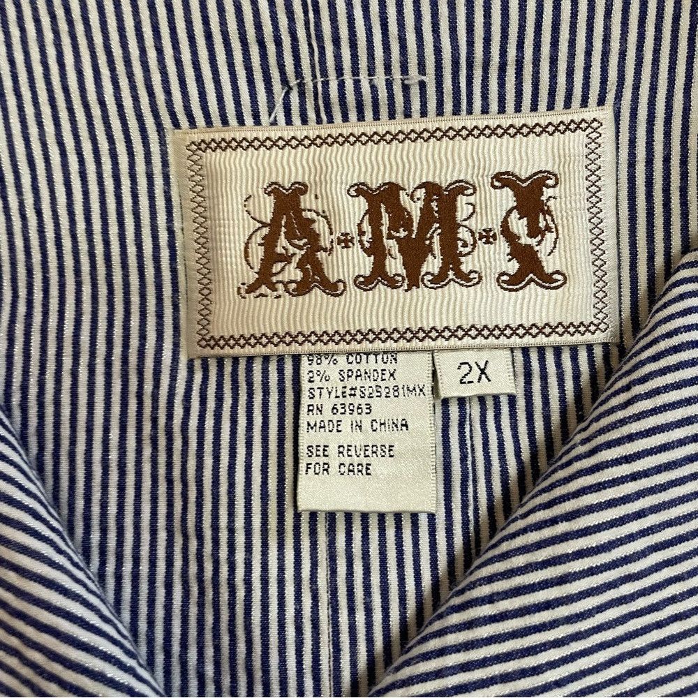 AMI AMI Cotton 3/4 Sleeve Striped Jacket Duster Size 2X Size XXL / US 16-18 / IT 52-54 - 5 Thumbnail