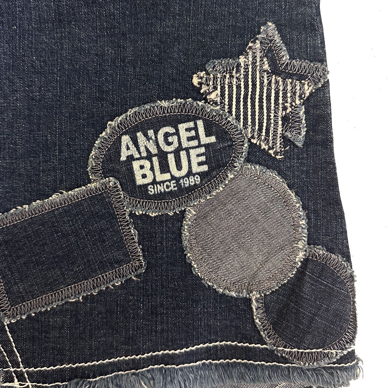 Angel Blue × Hysteric Glamour × Japanese Brand Angel Blue Denim Patchwork Asymmetrical Mini Skirt Size 26" / US 2 / IT 38 - 5 Thumbnail