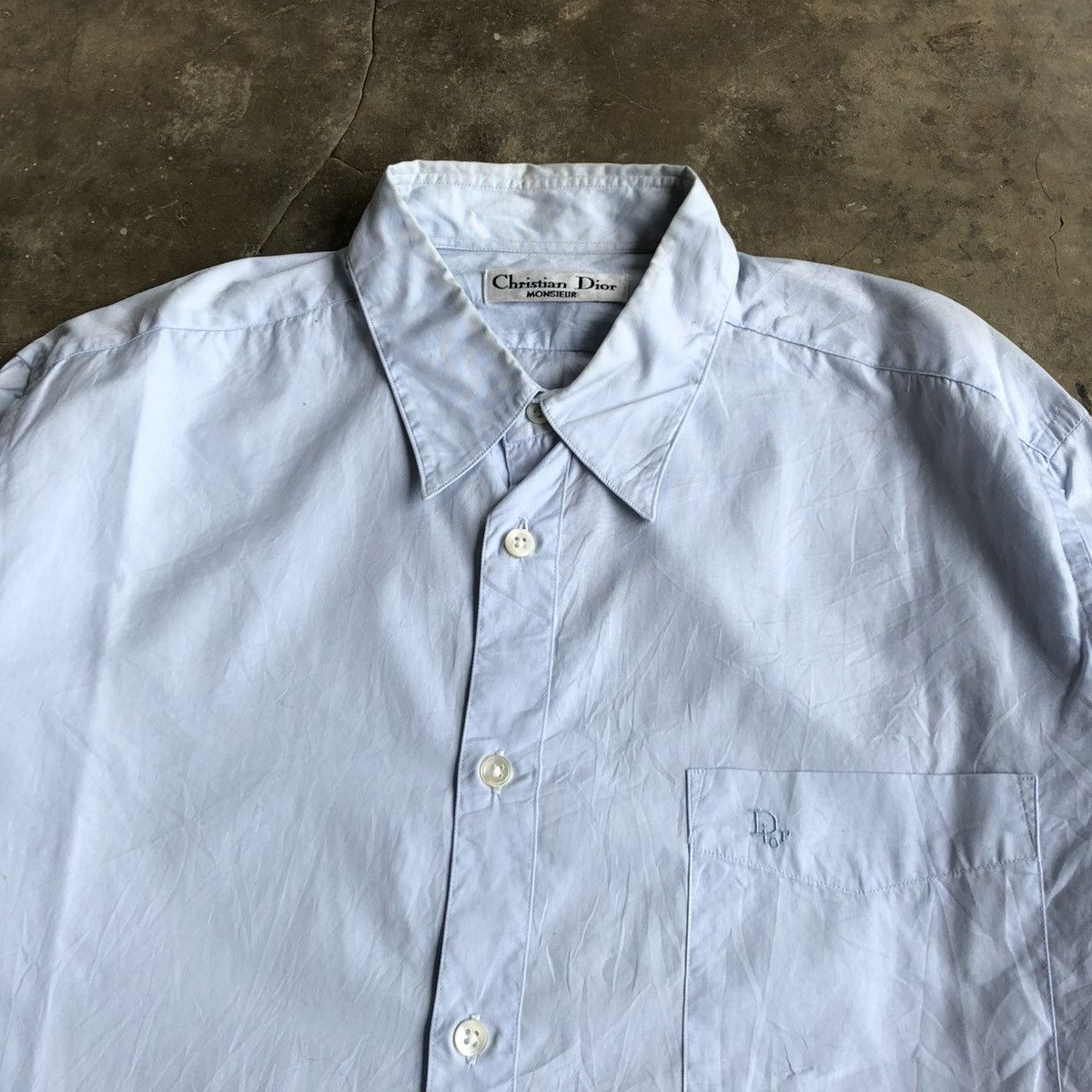 Dior 1990s Christian Dior Monsieur Signature Shirt Blue Luxury Size US XL / EU 56 / 4 - 4 Thumbnail
