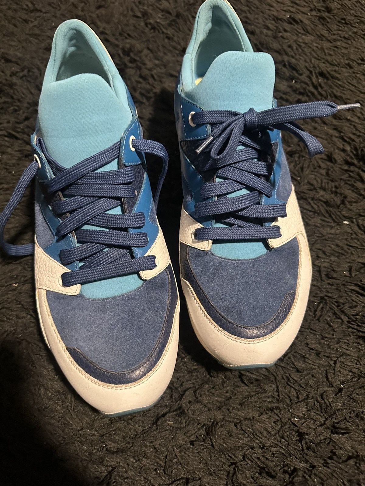 Dolce & Gabbana Dolce & Gabbana CS1424 White/Blue Leather Suede Sneakers (8) Size US 8 / EU 41 - 3 Thumbnail