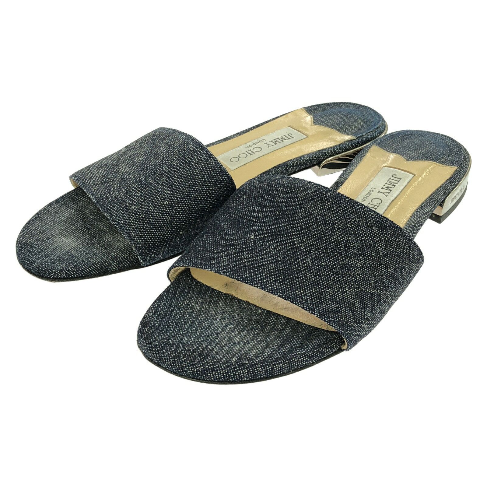 Jimmy Choo Jimmy Choo Joni Flat Sandals Leather Shoes in Blue, Women's