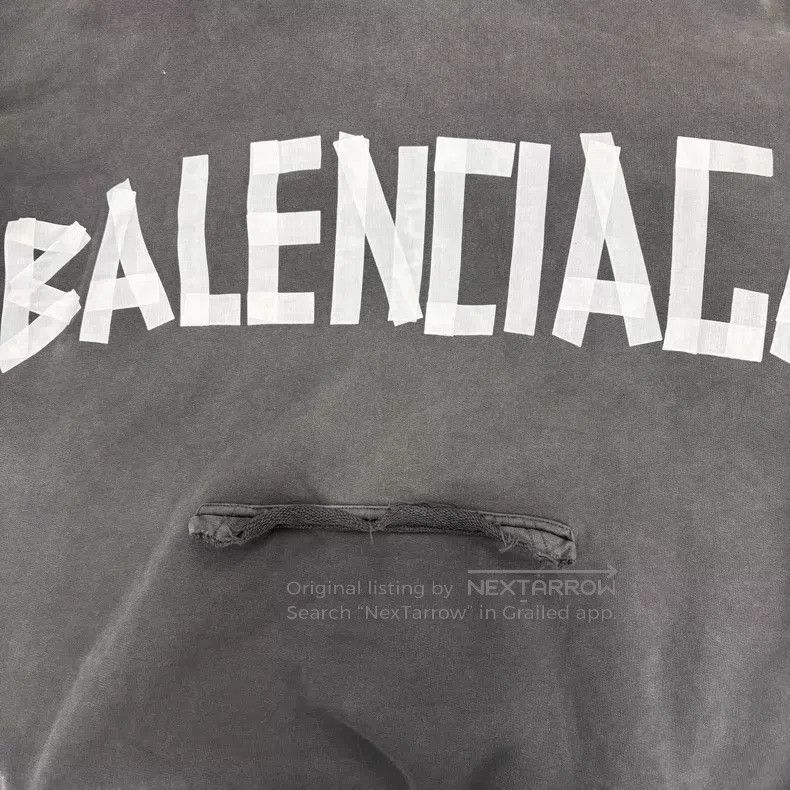 Balenciaga Balenciaga Gray tape water-washed hoodie Size US M / EU 48-50 / 2 - 6 Thumbnail