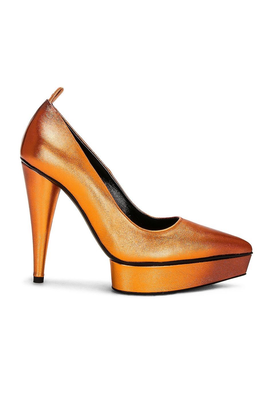 o1loc1c0624 Laminated Cone Heel 120 Pump in Orange