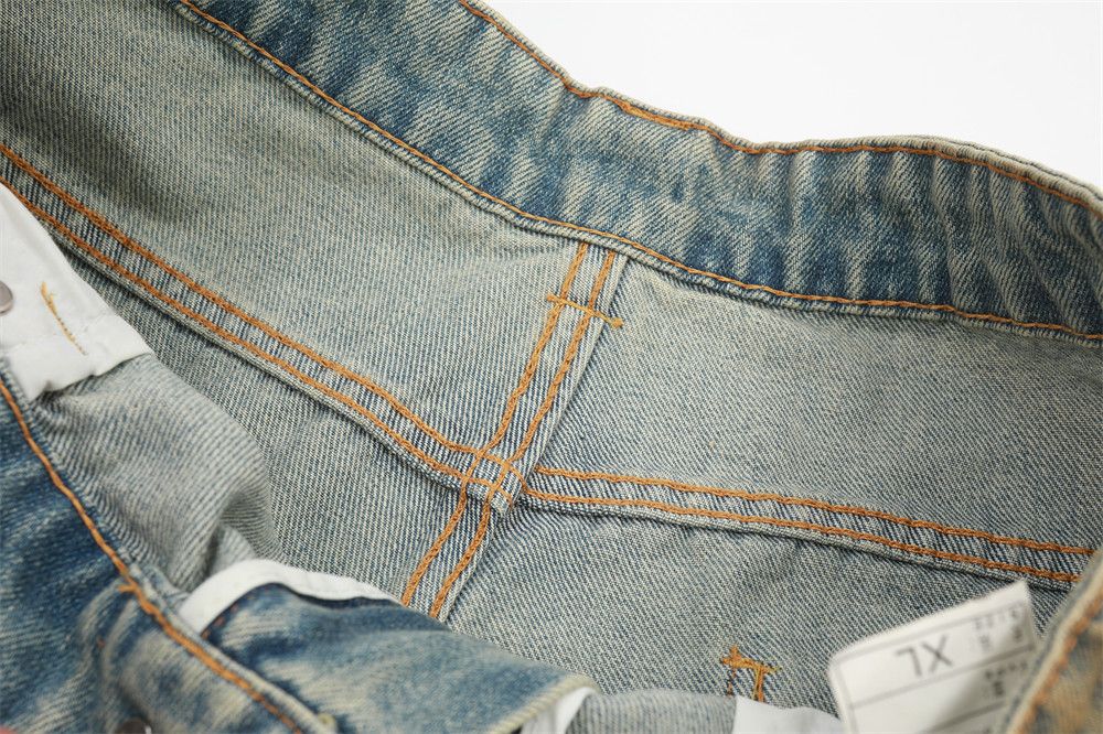 Jean Men's punk loose wide-leg washed distressed dirty jeans Size US 32 / EU 48 - 4 Thumbnail