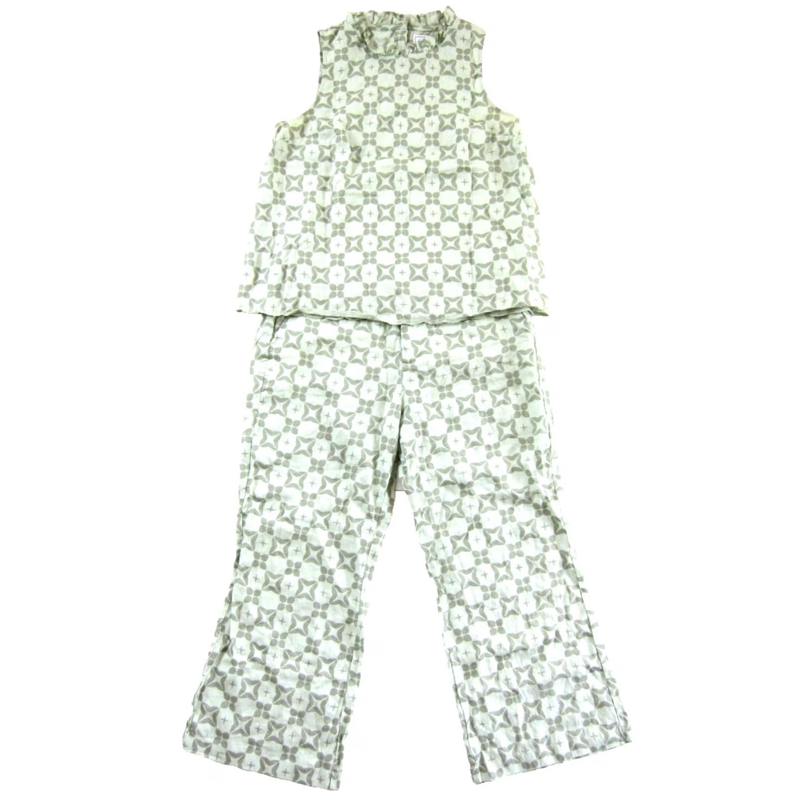 Vintage Society Social Crown & Ivy 100% Linen Green Wide-Leg Pant 8 Sleeveless Blouse M Set Size M / US 6-8 / IT 42-44 - 2 Thumbnail