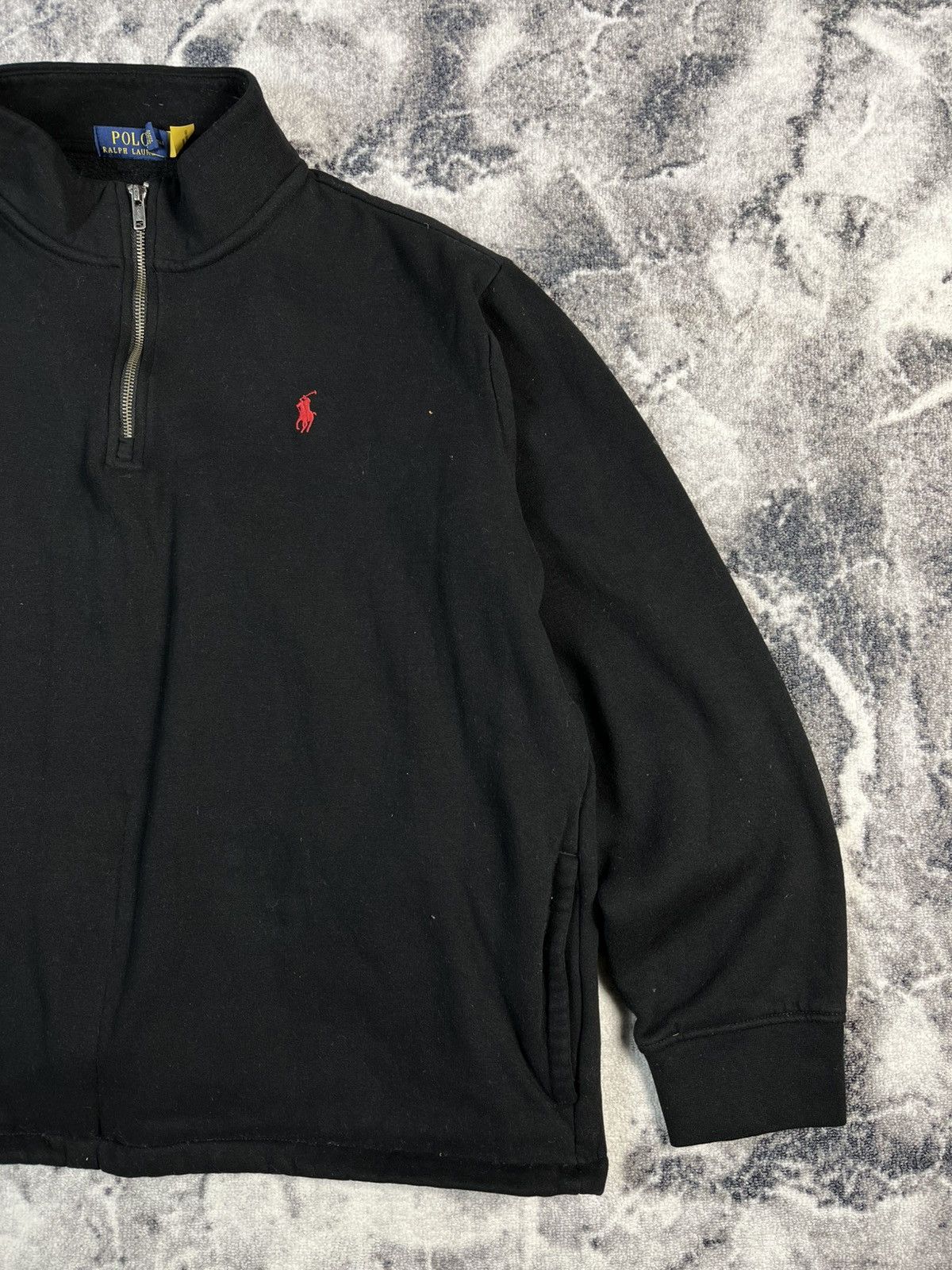 Polo Ralph Lauren Polo Ralph Lauren Black Quarter Zip Fleece Pullover Size US XL / EU 56 / 4 - 3 Thumbnail