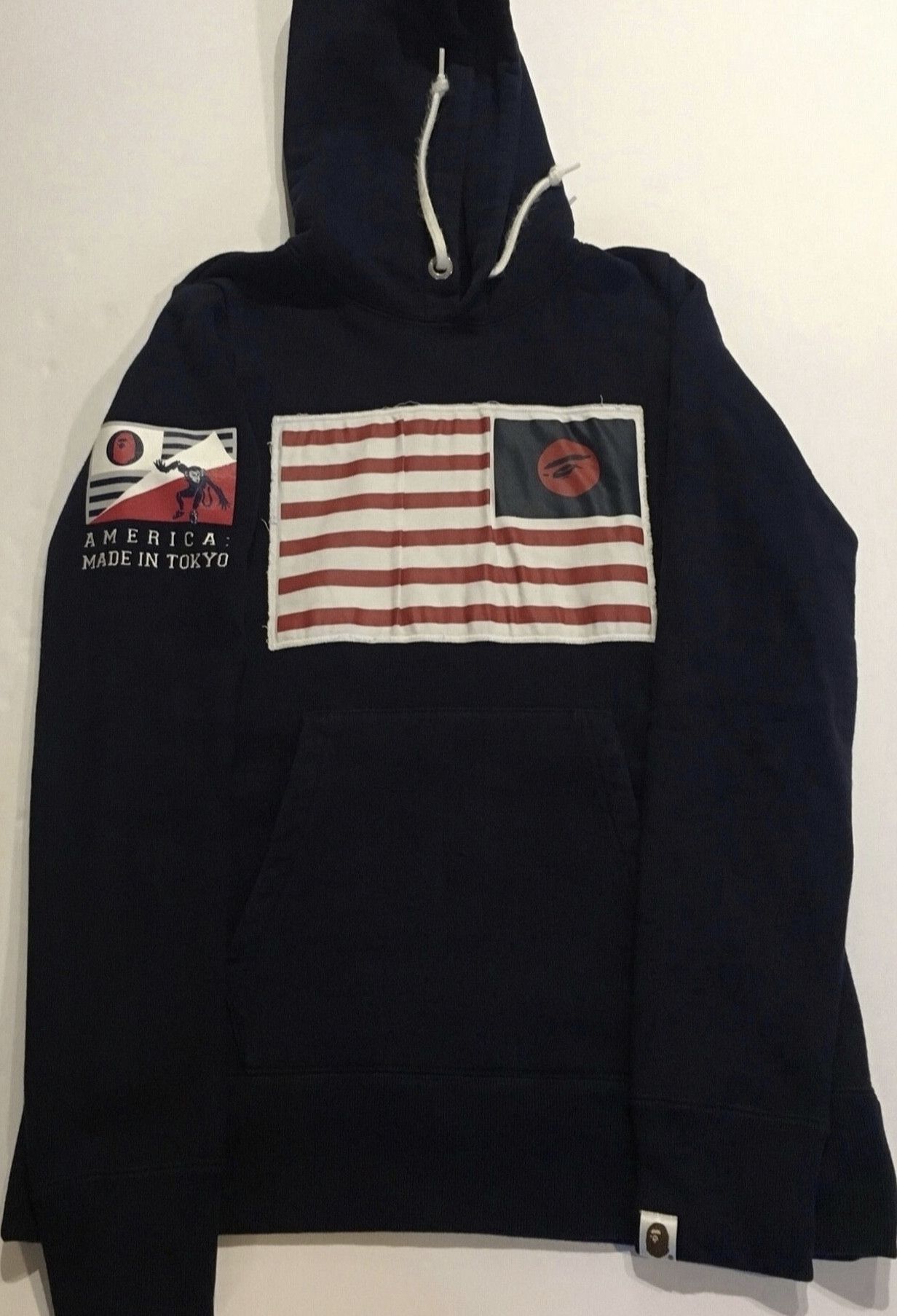 image of Bape Hoodie Sweatshirt in Navy, Women's (Size Small)