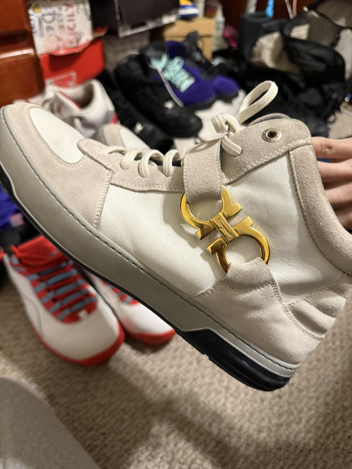 Salvatore Ferragamo Salvatore Ferragamo White/Light Gray Heather Nayon Sneaker Size US 10 / EU 43 - 5 Thumbnail
