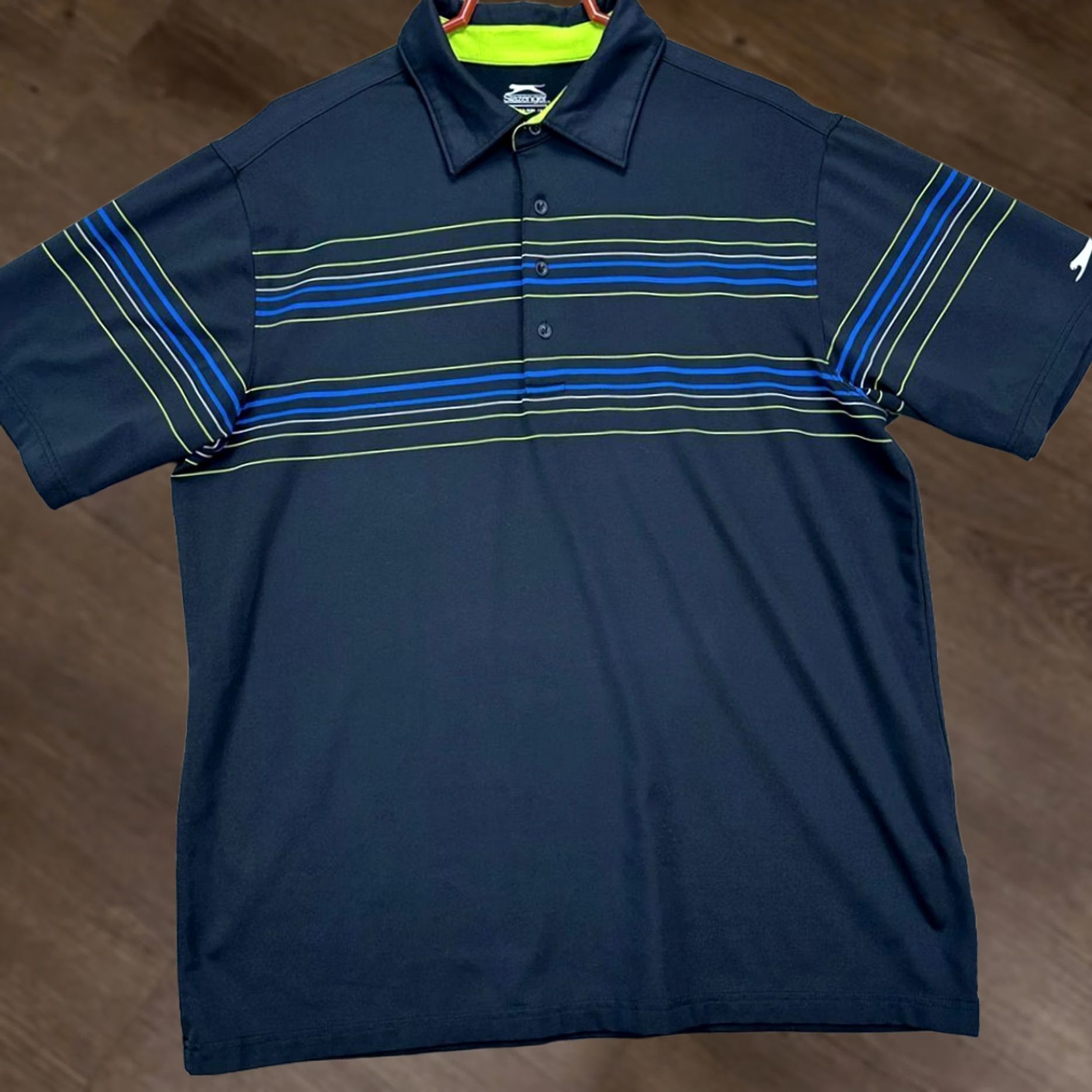 Vintage Slazenger Golf Polo Shirt Mens XL Black Stripes Performance Tech Stretch Rugby Size US XL / EU 56 / 4 - 1 Thumbnail