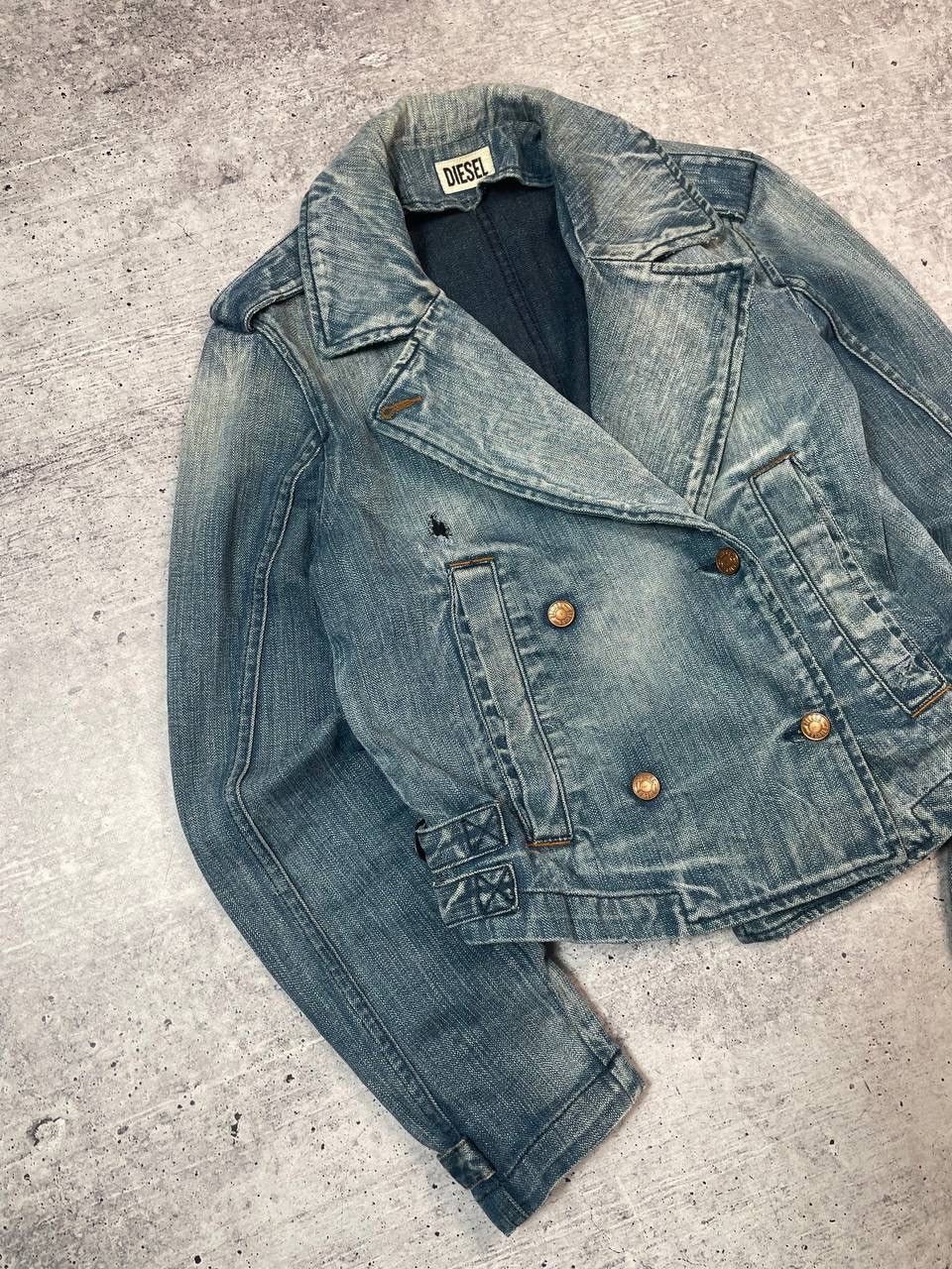Diesel Vintage 00s Diesel Biker Denim Jacket Y2K Size S / US 4 / IT 40 - 2 Thumbnail
