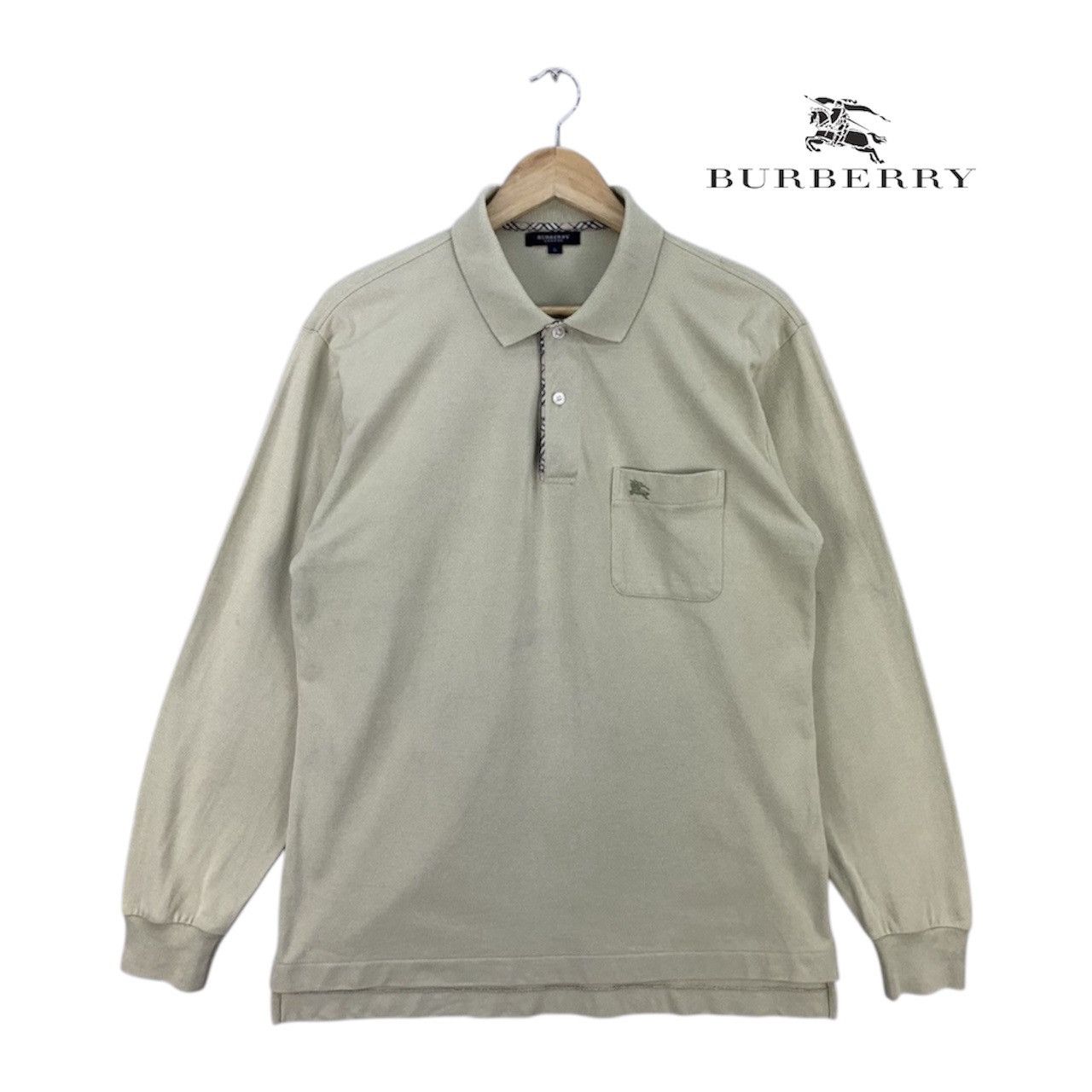 Vintage Burberry London Nova Check Neck Long Sleeve Tshirt