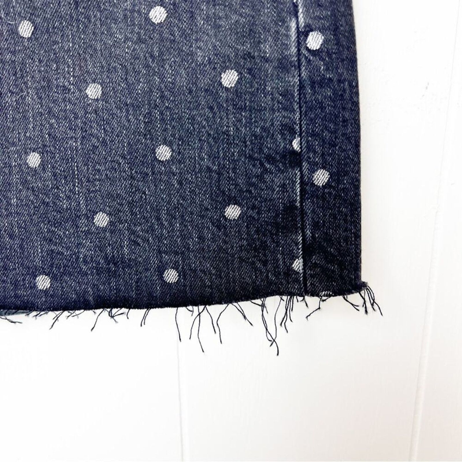 Current/Elliot Current/Elliot Black Denim Silver Polka Dot Raw Hem Mini Size 31" - 3 Thumbnail