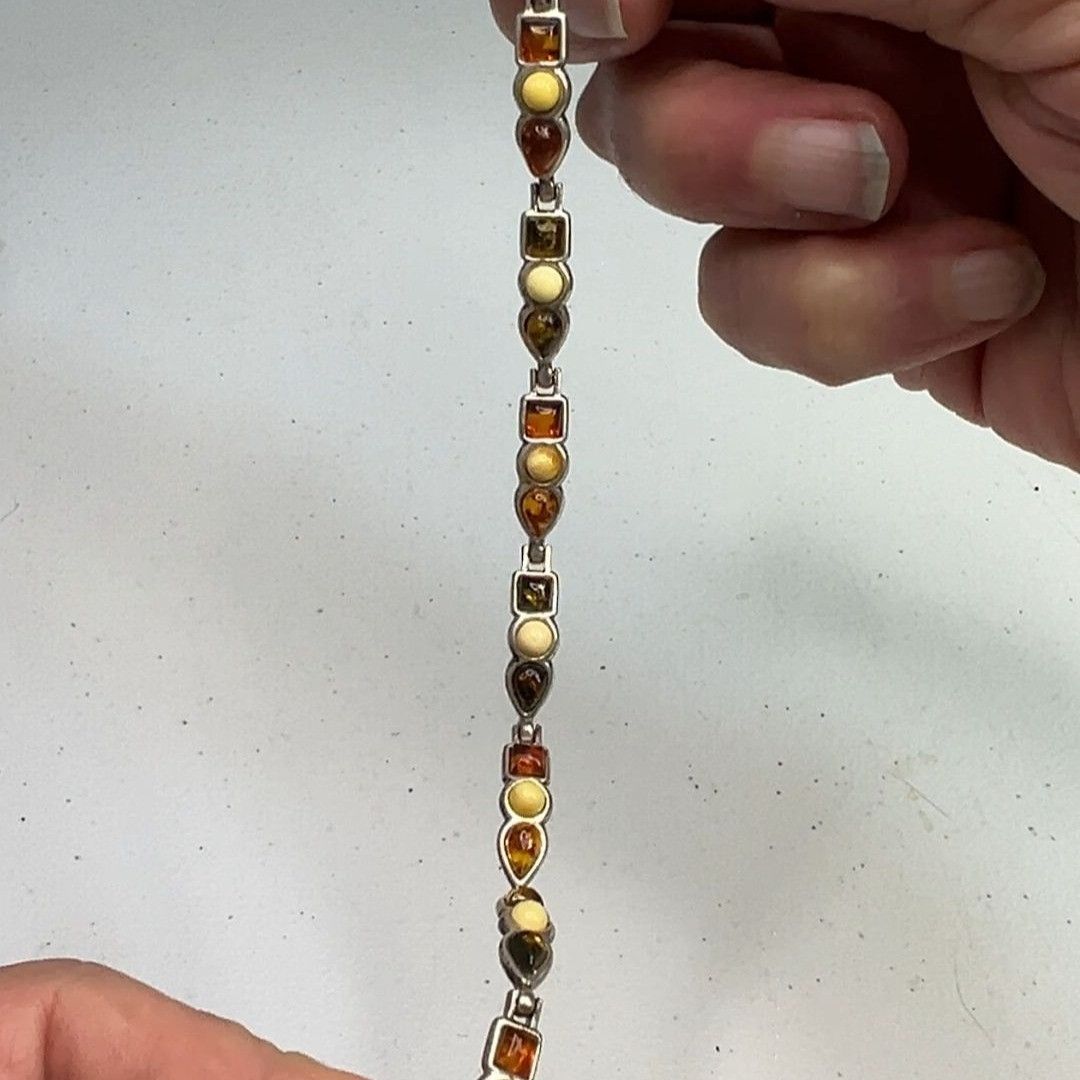 Other Amber & Sterling Silver 7" Multi-Color Bracelet With Teardro Size ONE SIZE - 9 Thumbnail