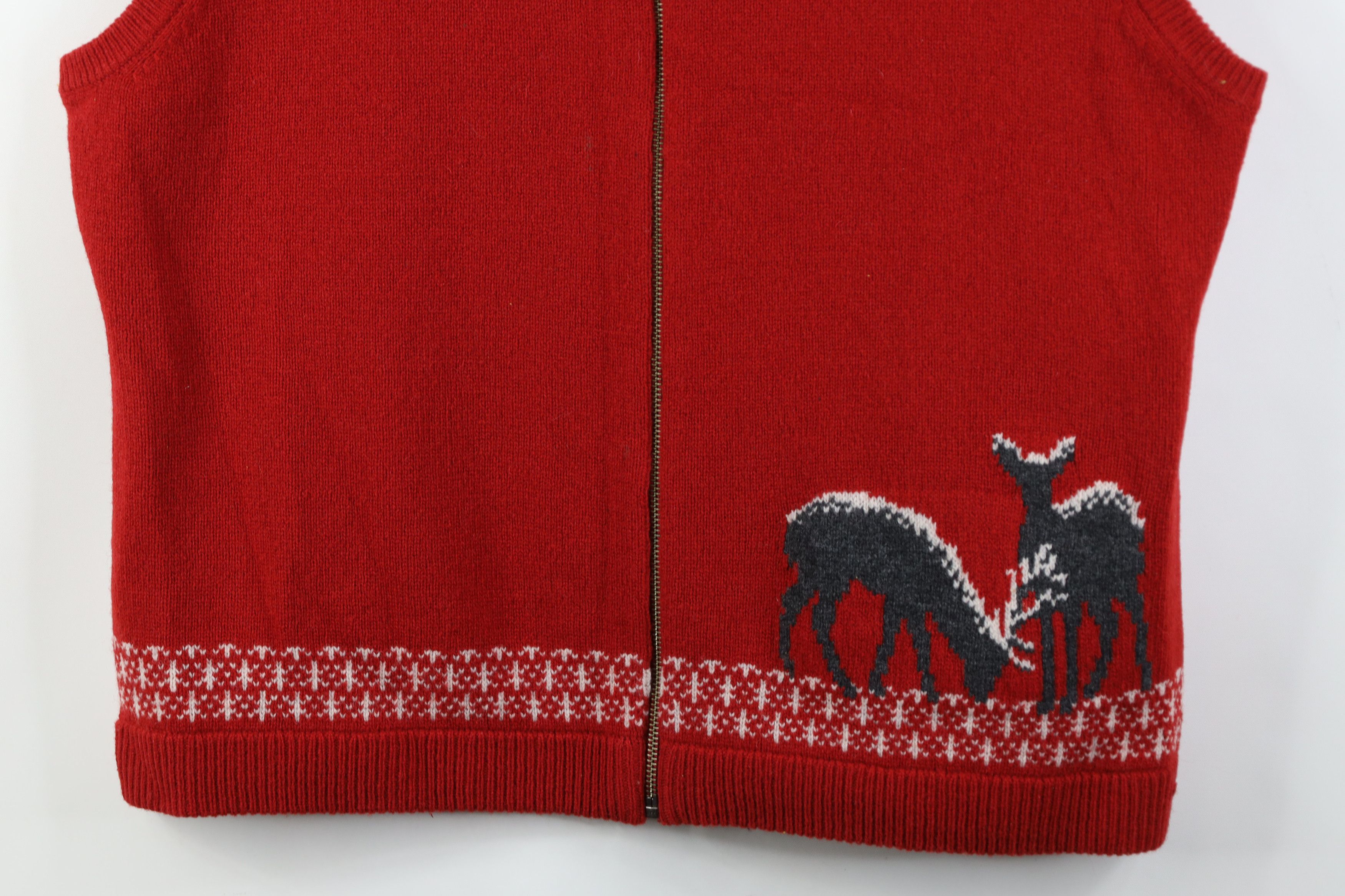 Woolrich Woolen Mills Vintage Woolrich Nature Deer Wool Knit Zip Sweater Vest Red Size XL / US 12-14 / IT 48-50 - 3 Thumbnail