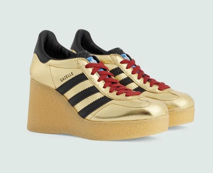 Gucci x Adidas Gazelle Platform Sneakers in Gold