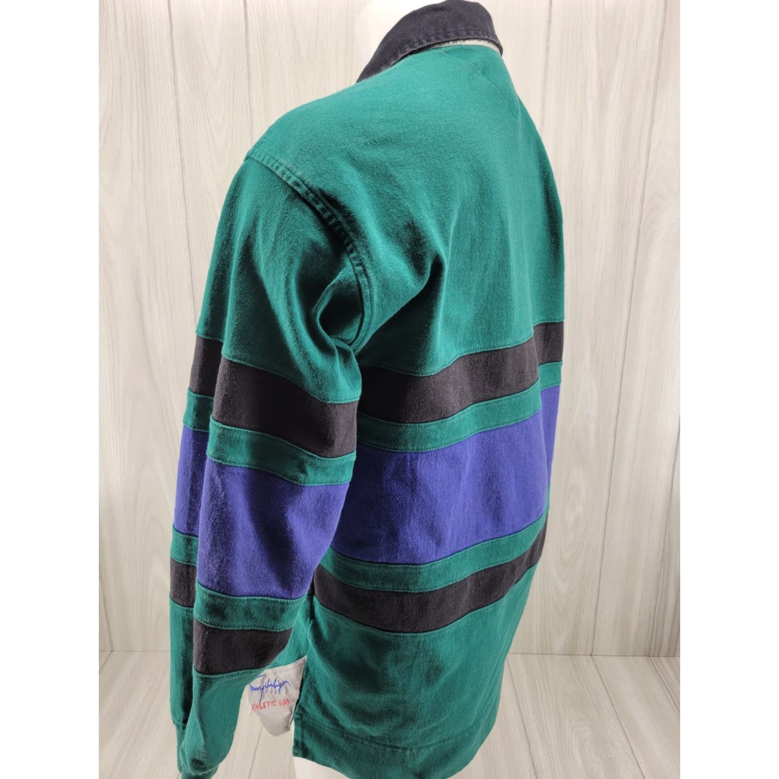 Tommy Hilfiger VTG Tommy Hilfiger Athletic Gear Polo Long Sleeve Color Block Size Med Shirt Mens Color Green 1990s Rugby Athletic Shirt Size US M / EU 48-50 / 2 - 7 Thumbnail